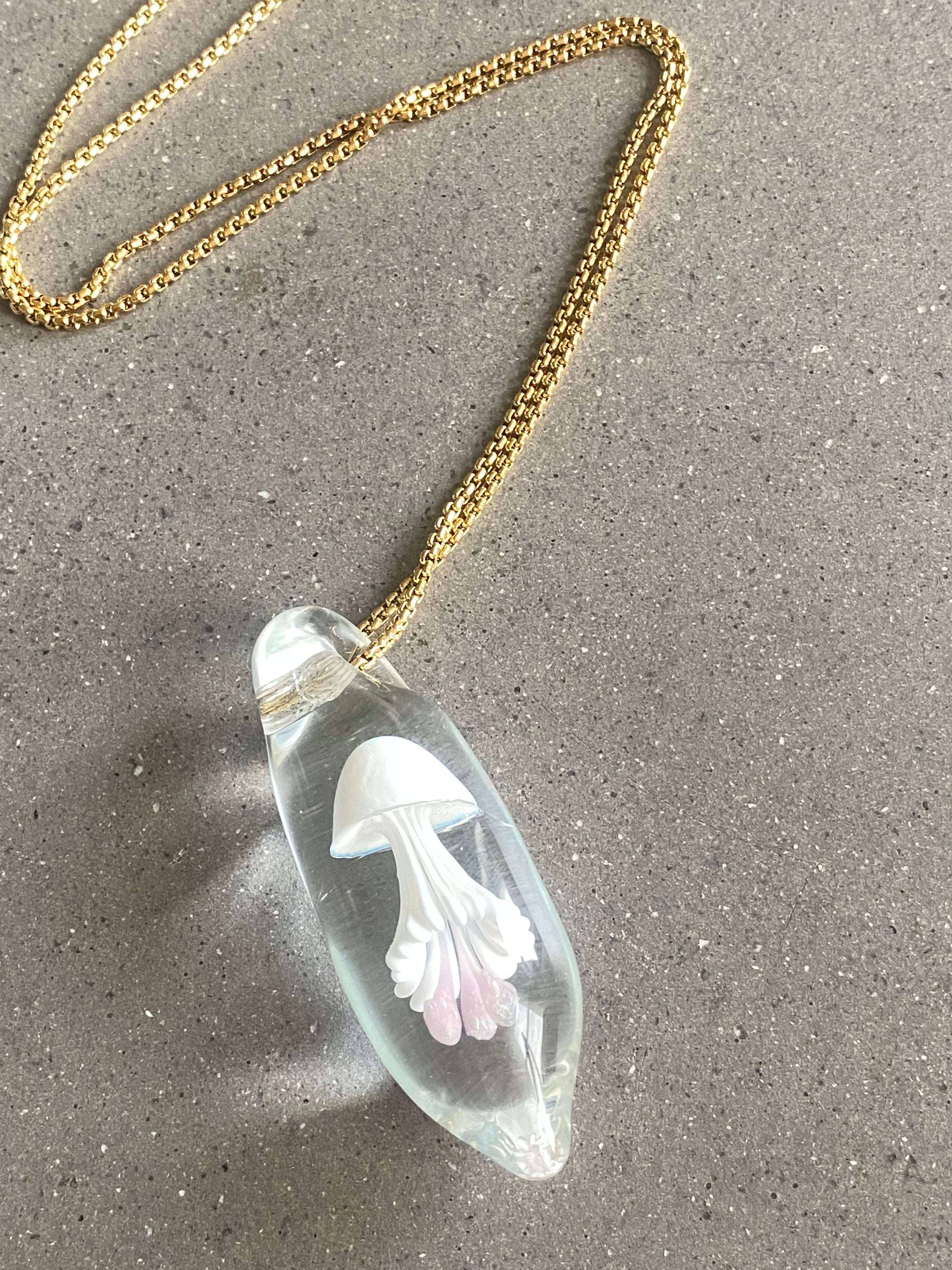 Pink and White Jellyfish Pendant