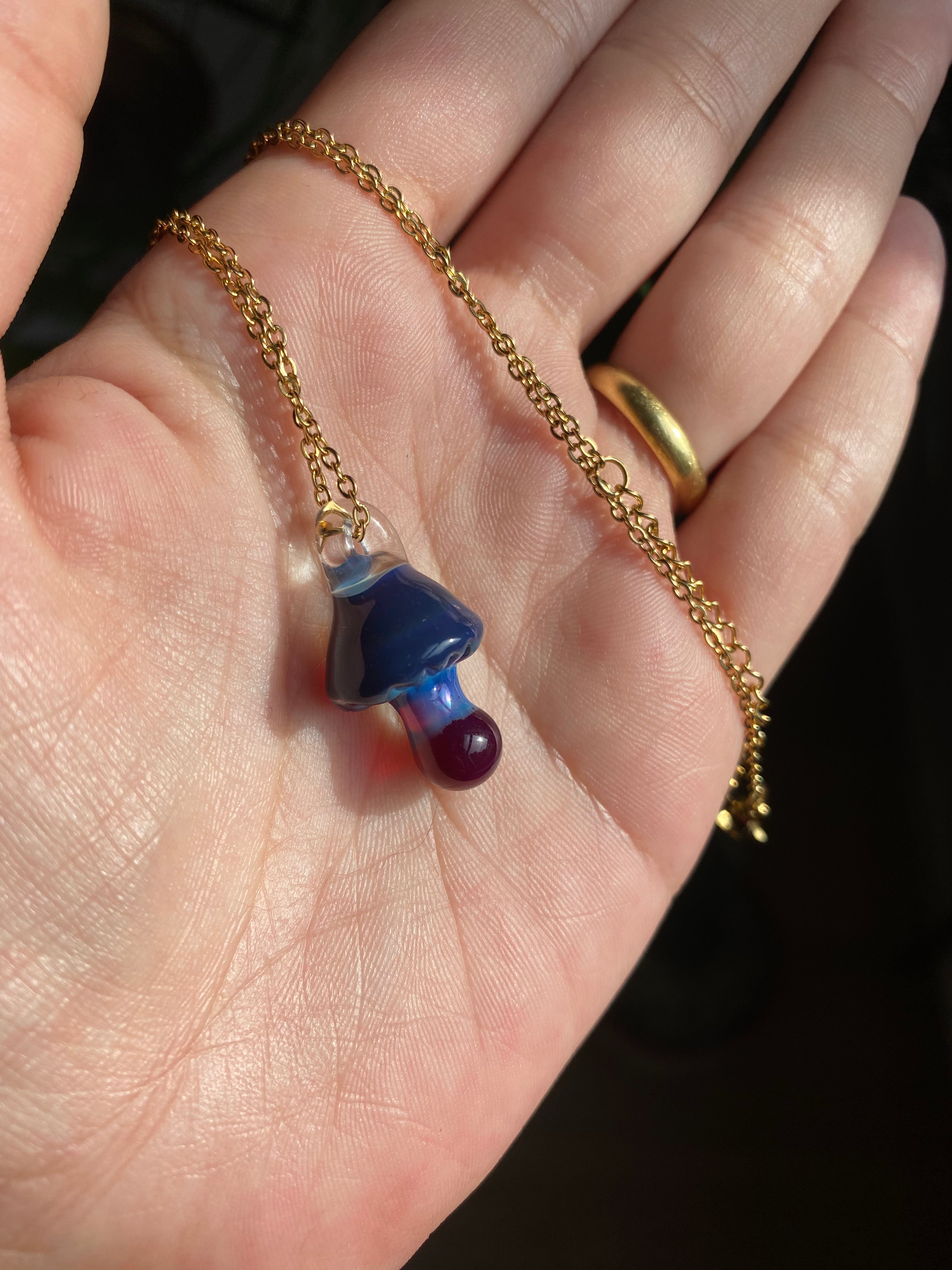 Purple Mushroom Pendant Necklace