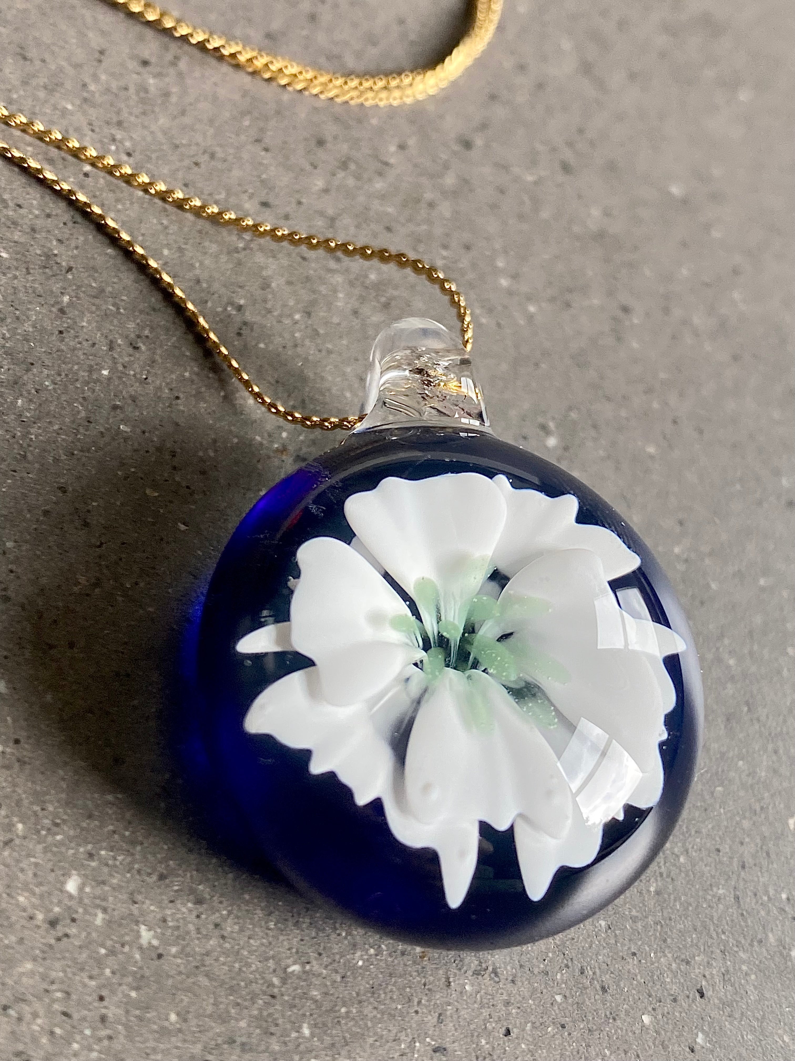White, Green and Blue Flower Implosion Pendant