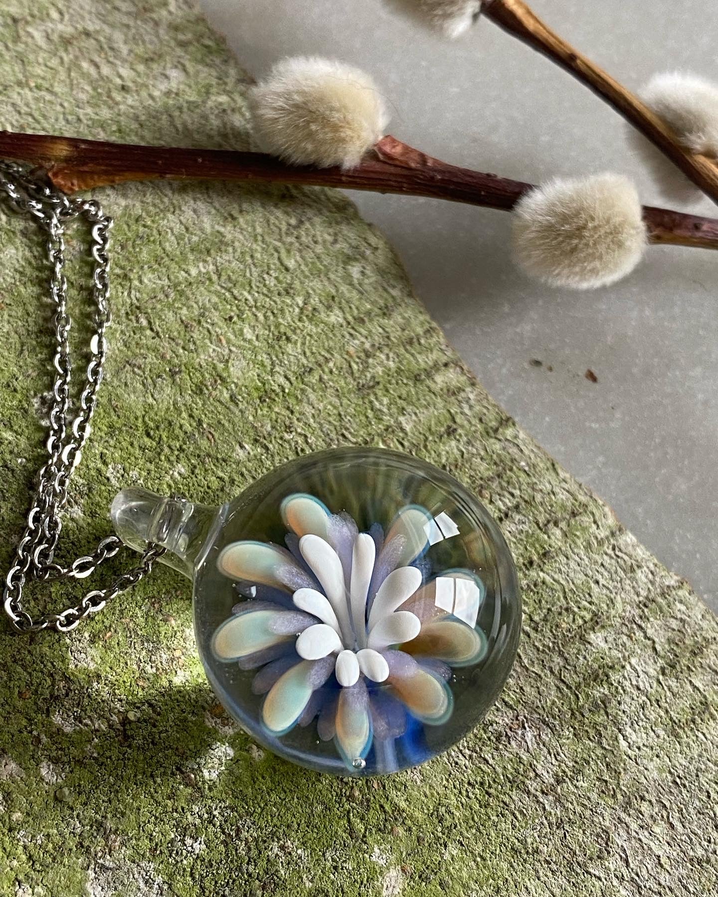 Purple Flower Implosion Pendant