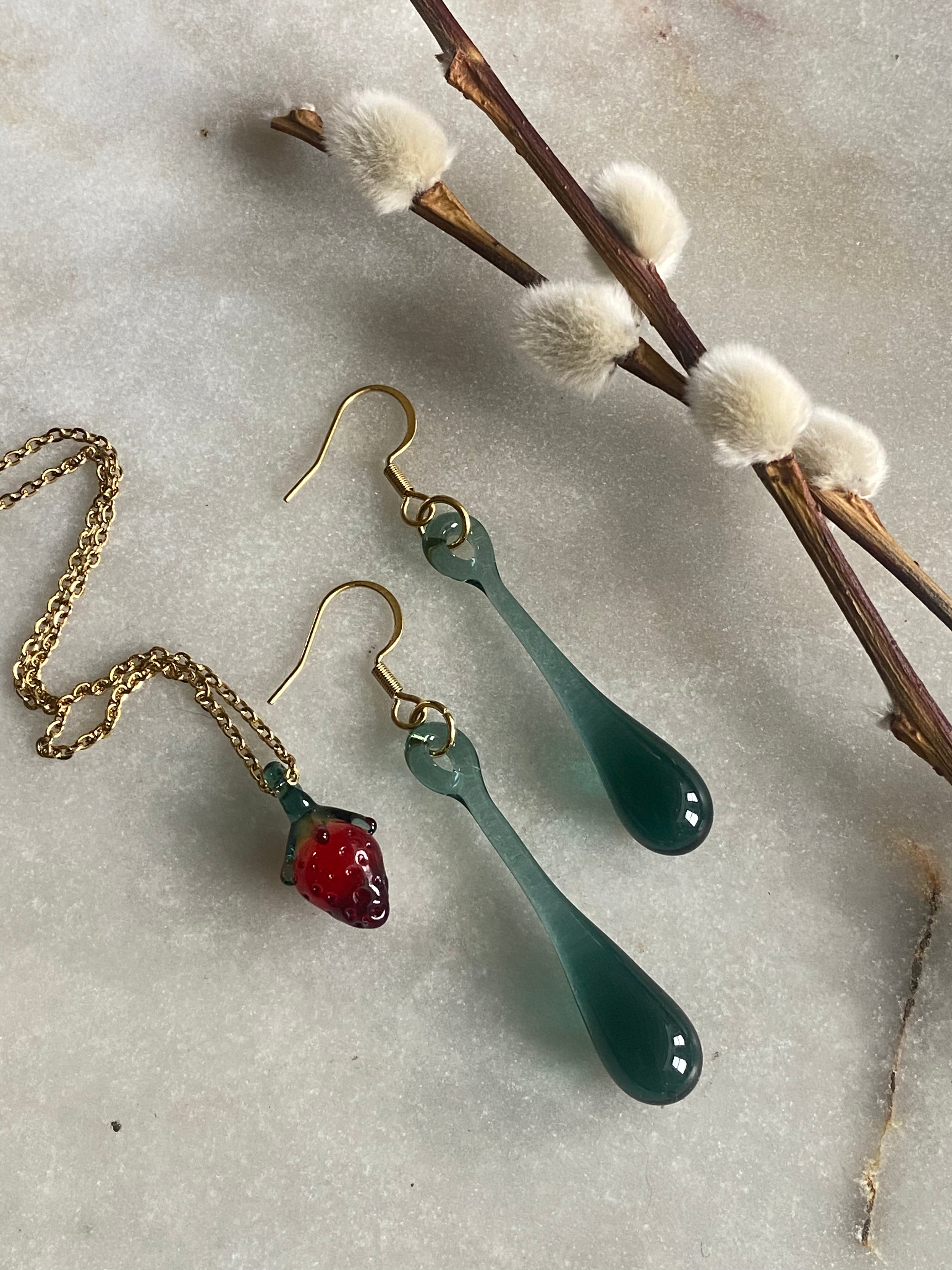 Mini Strawberry Glass Pendant