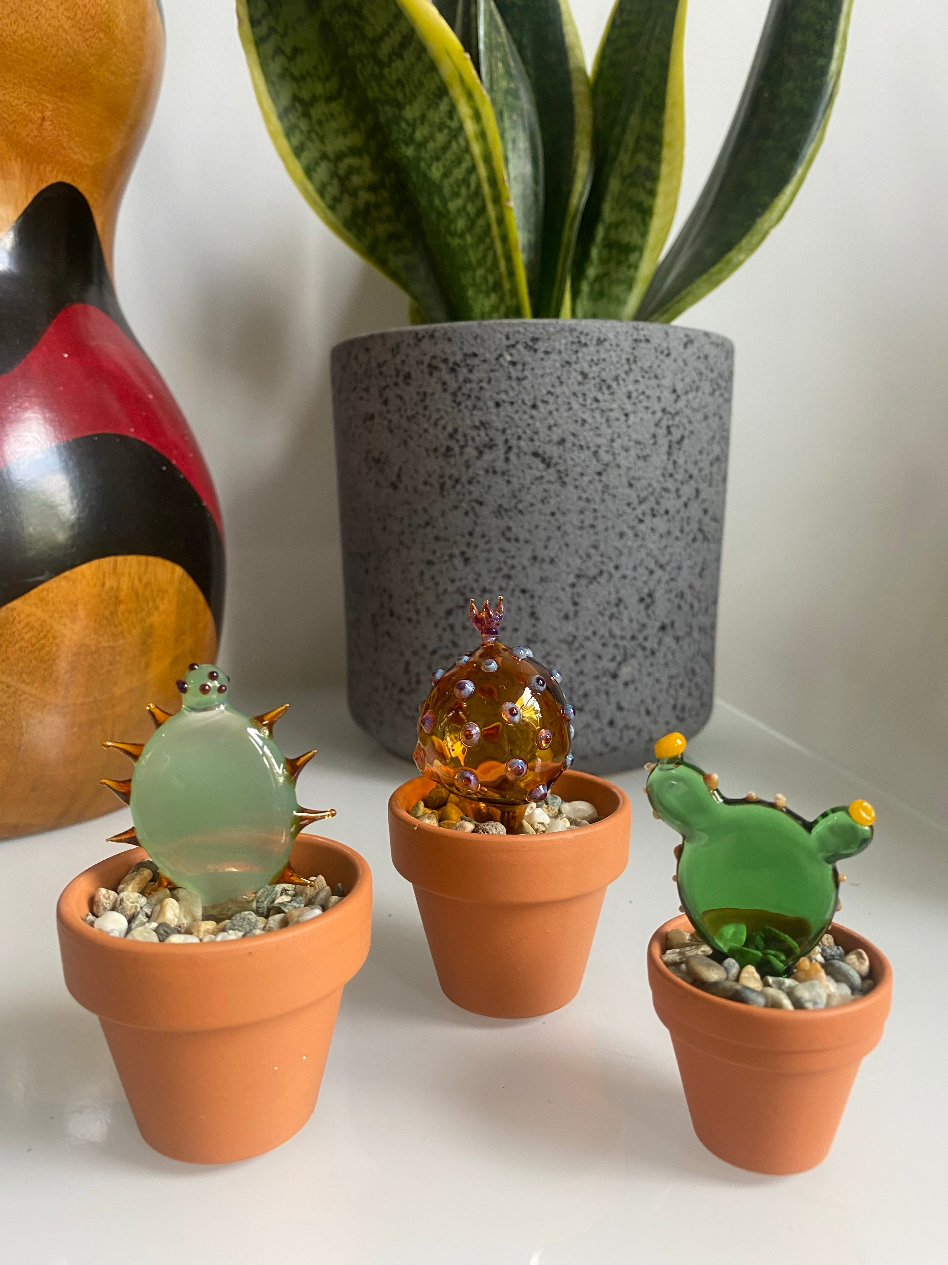 Mini Triple Glass Cactus Set-2