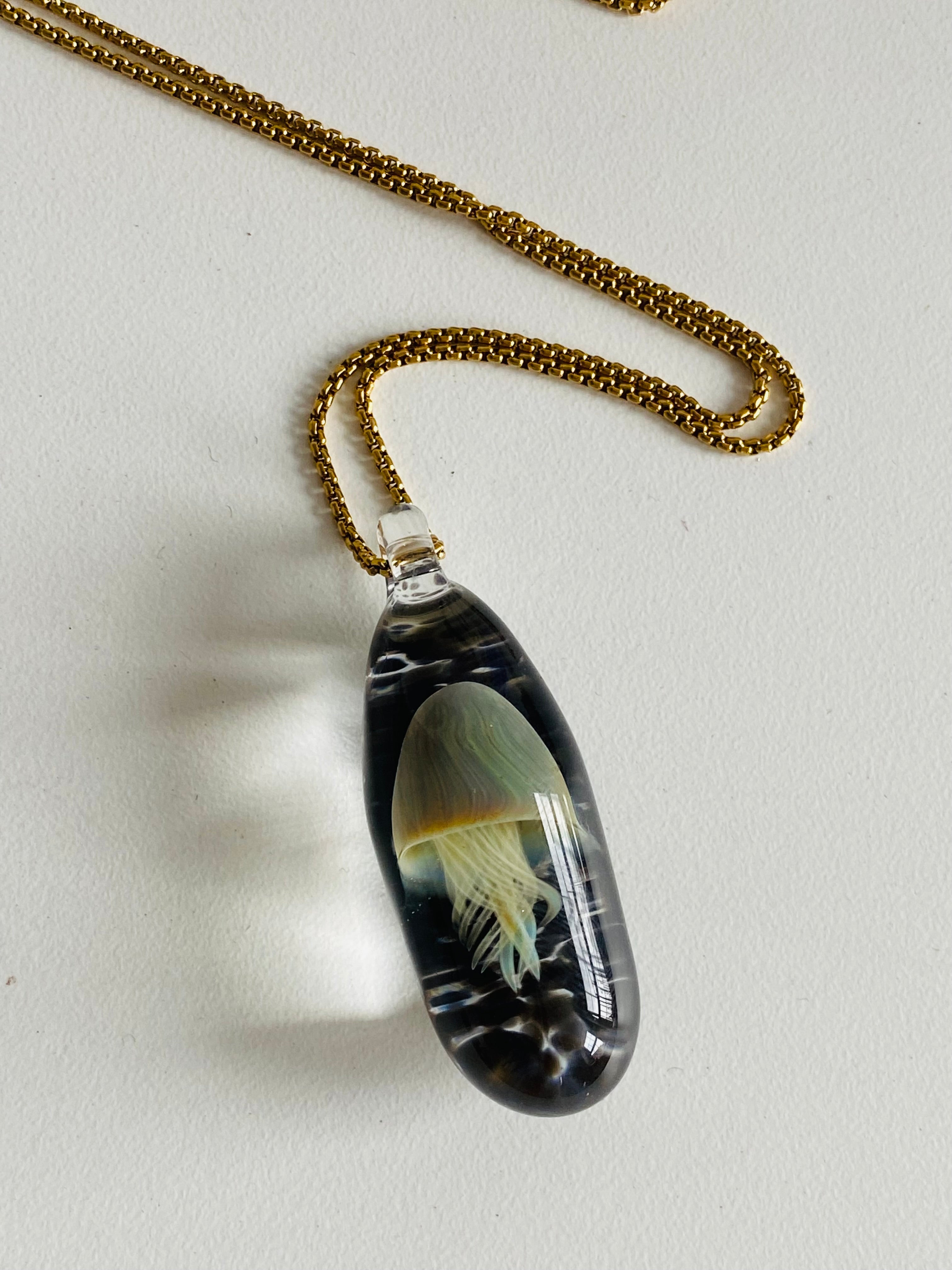 Green and Black Jellyfish Pendant