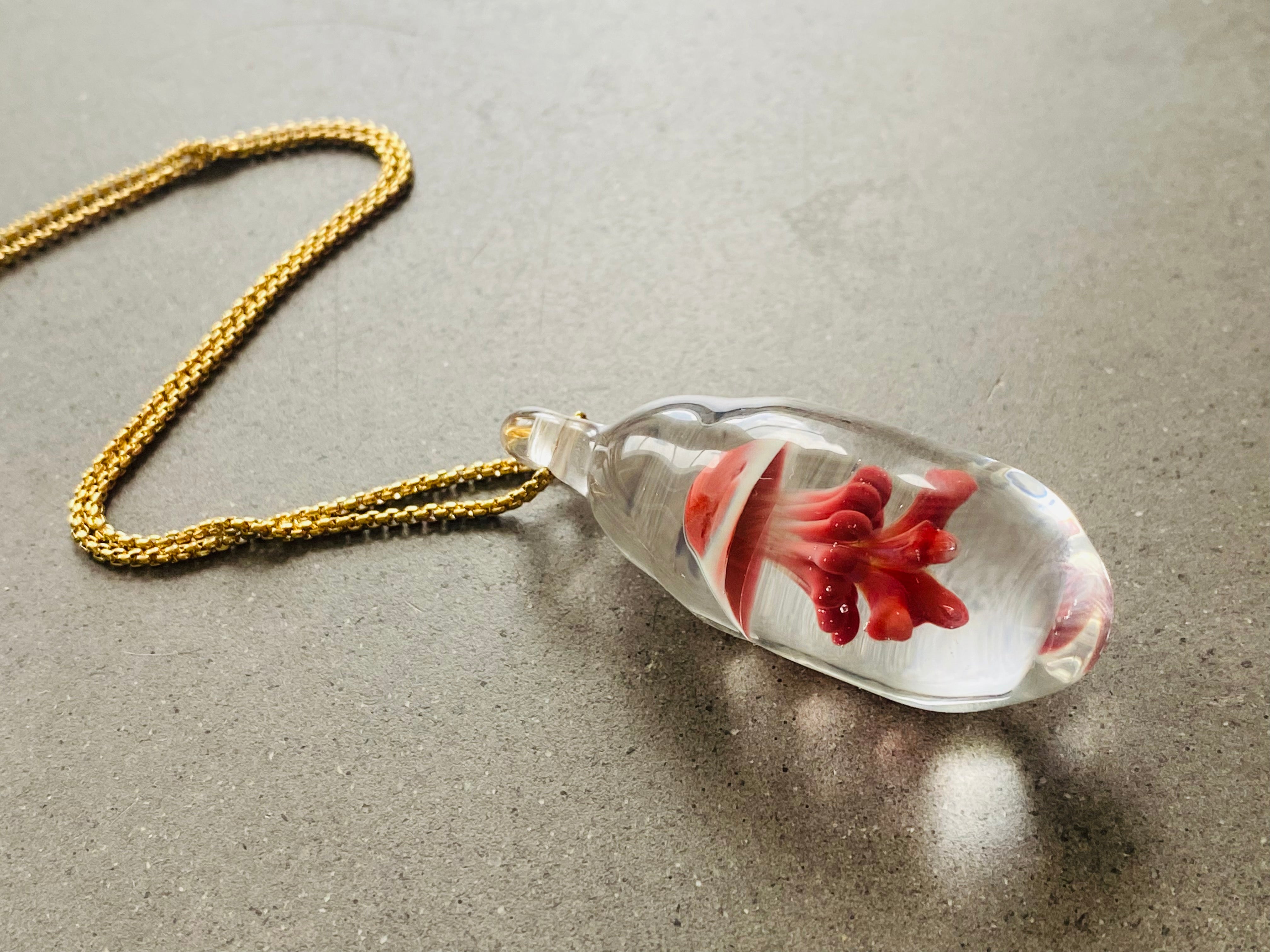 Red and Cream Jellyfish Pendant