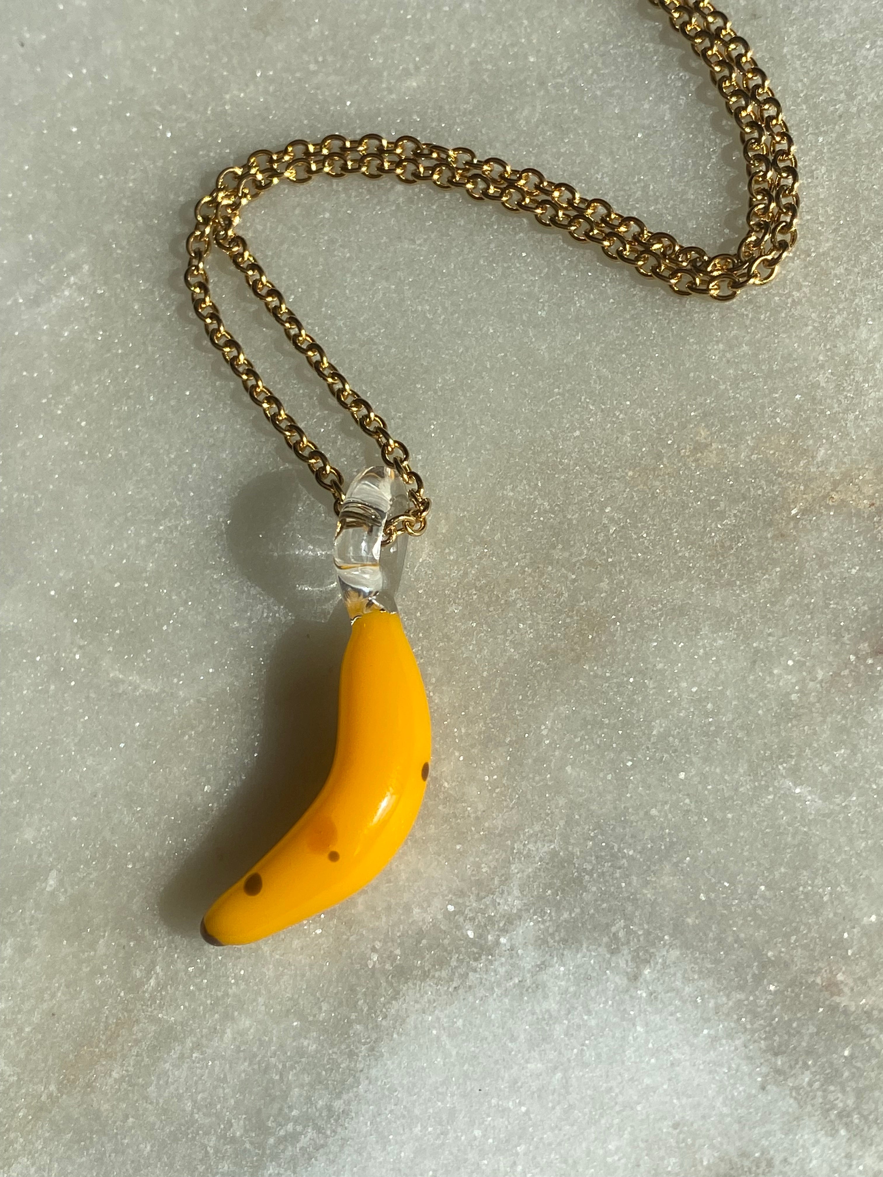 Banana Miniature Glass Charm Necklace