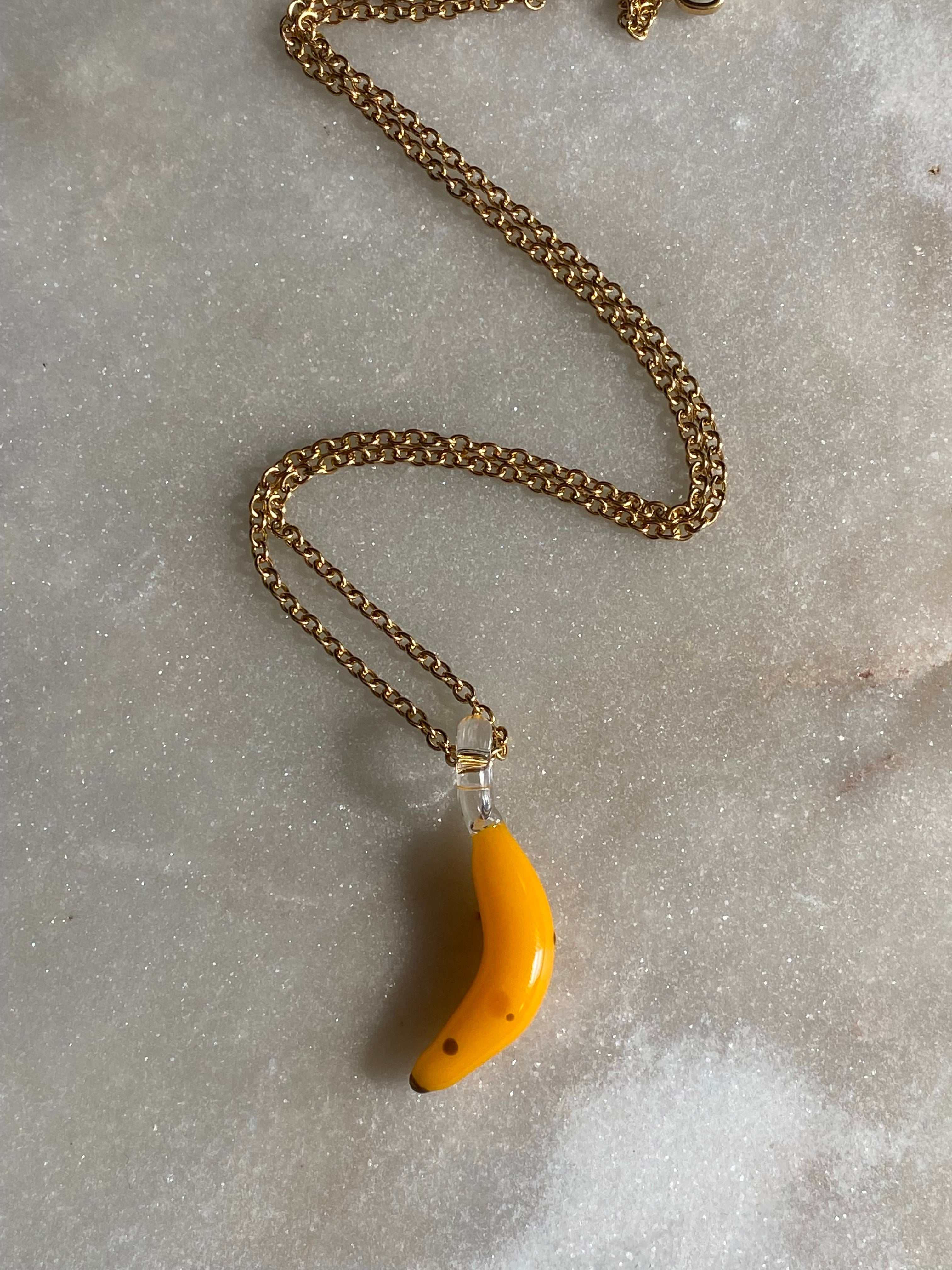 Banana Miniature Glass Charm Necklace