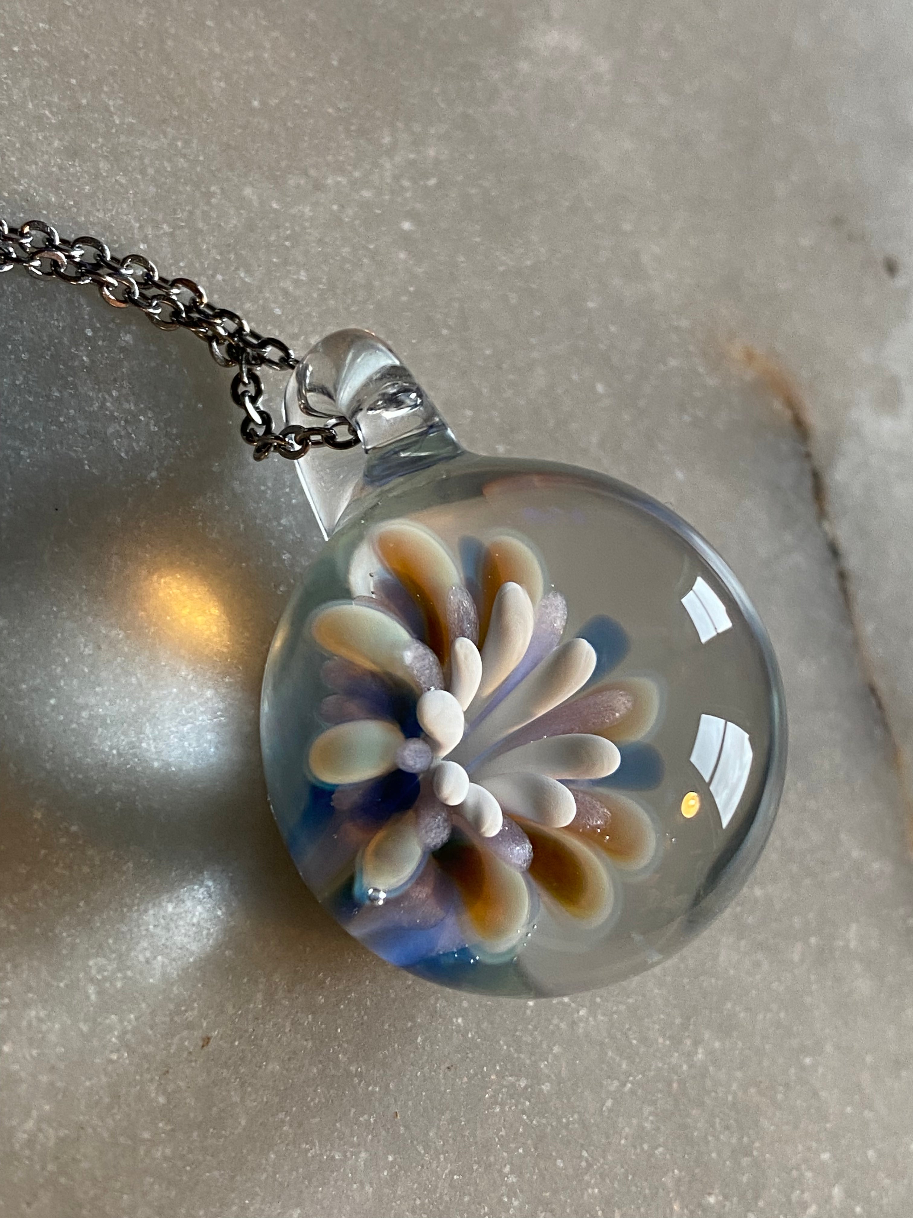 Purple Flower Implosion Pendant