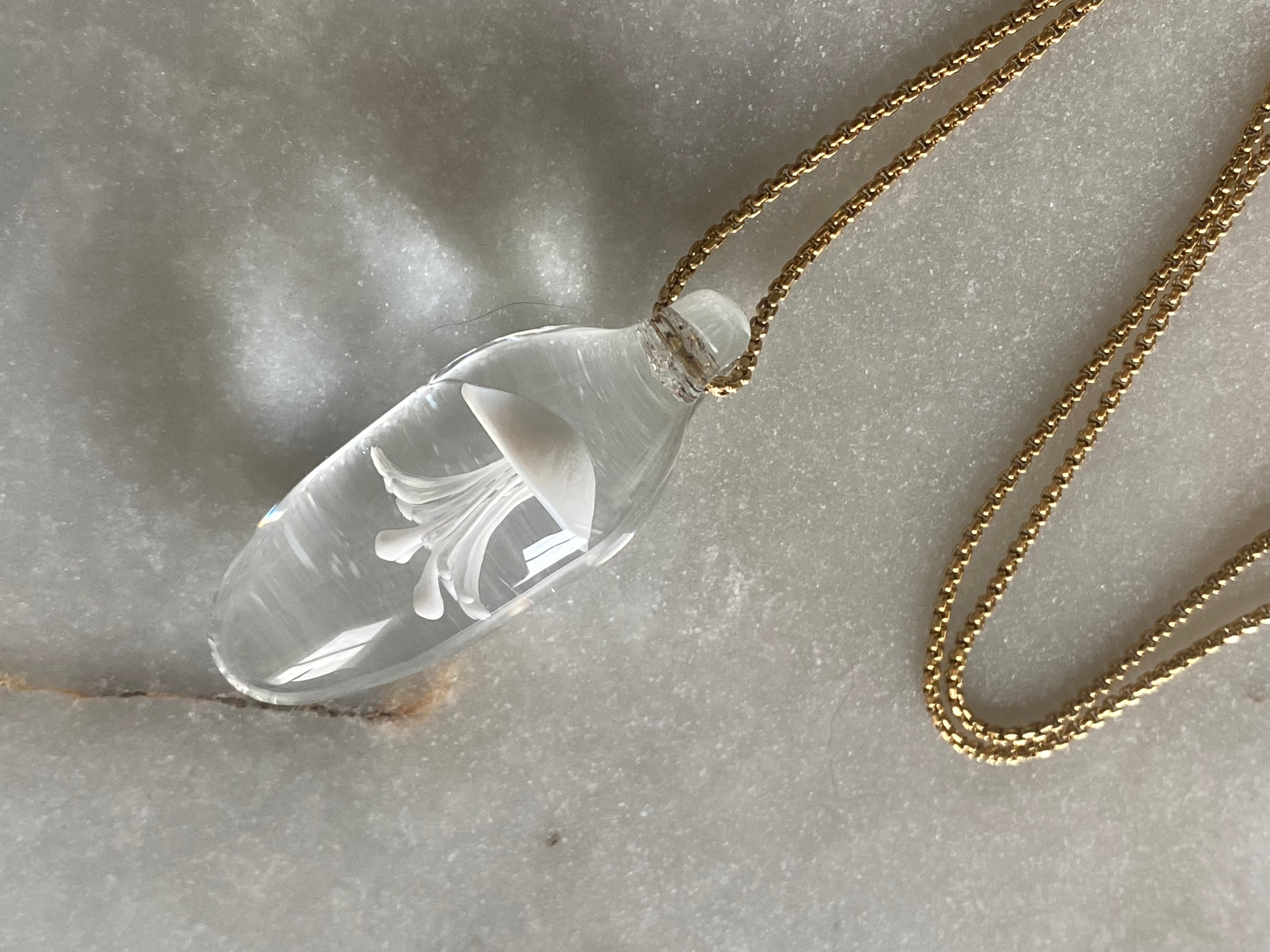 Clear White Jellyfish Pendant Necklace