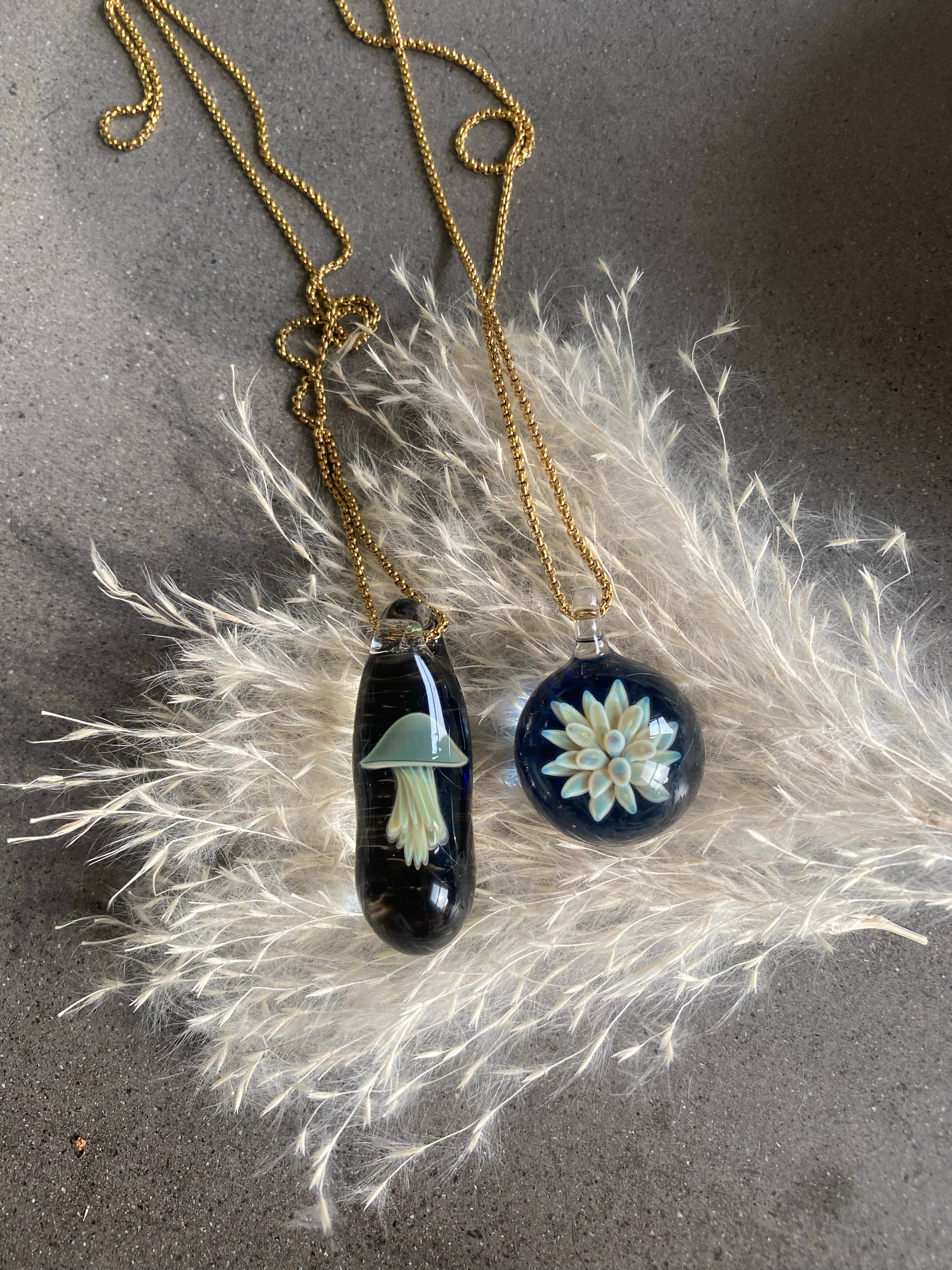 Green and Black Jellyfish Pendant