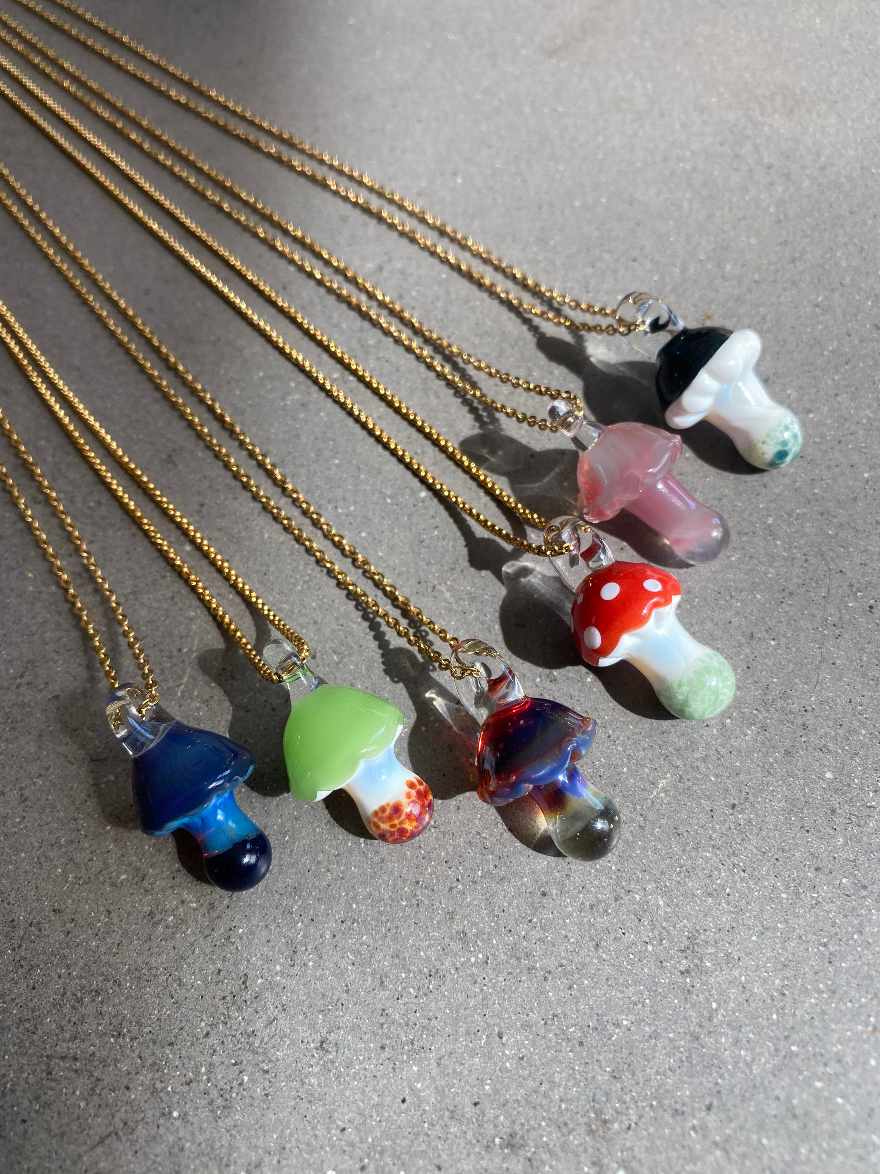 Purple Mushroom Pendant Necklace