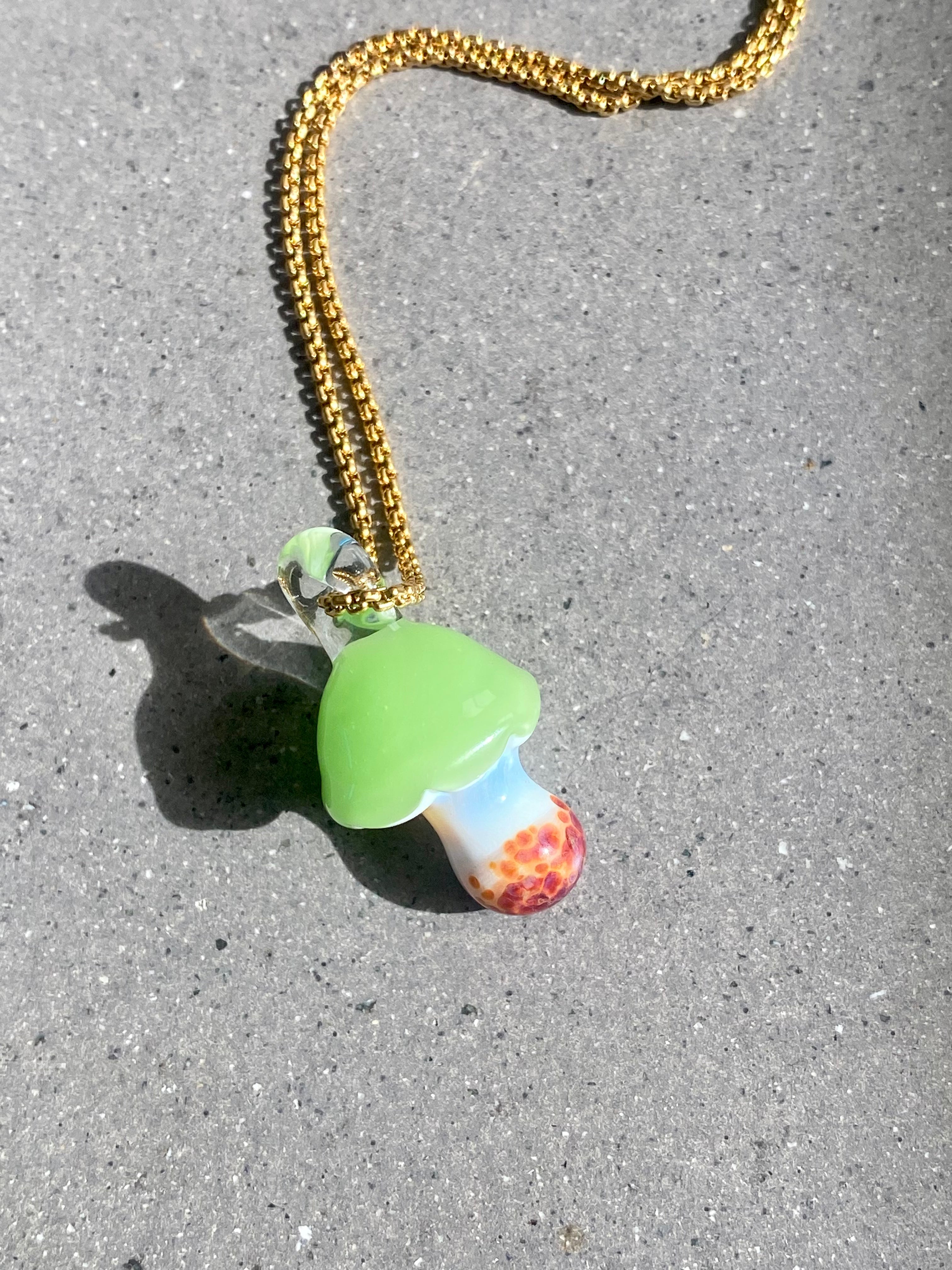 Green Mushroom Pendant Necklace