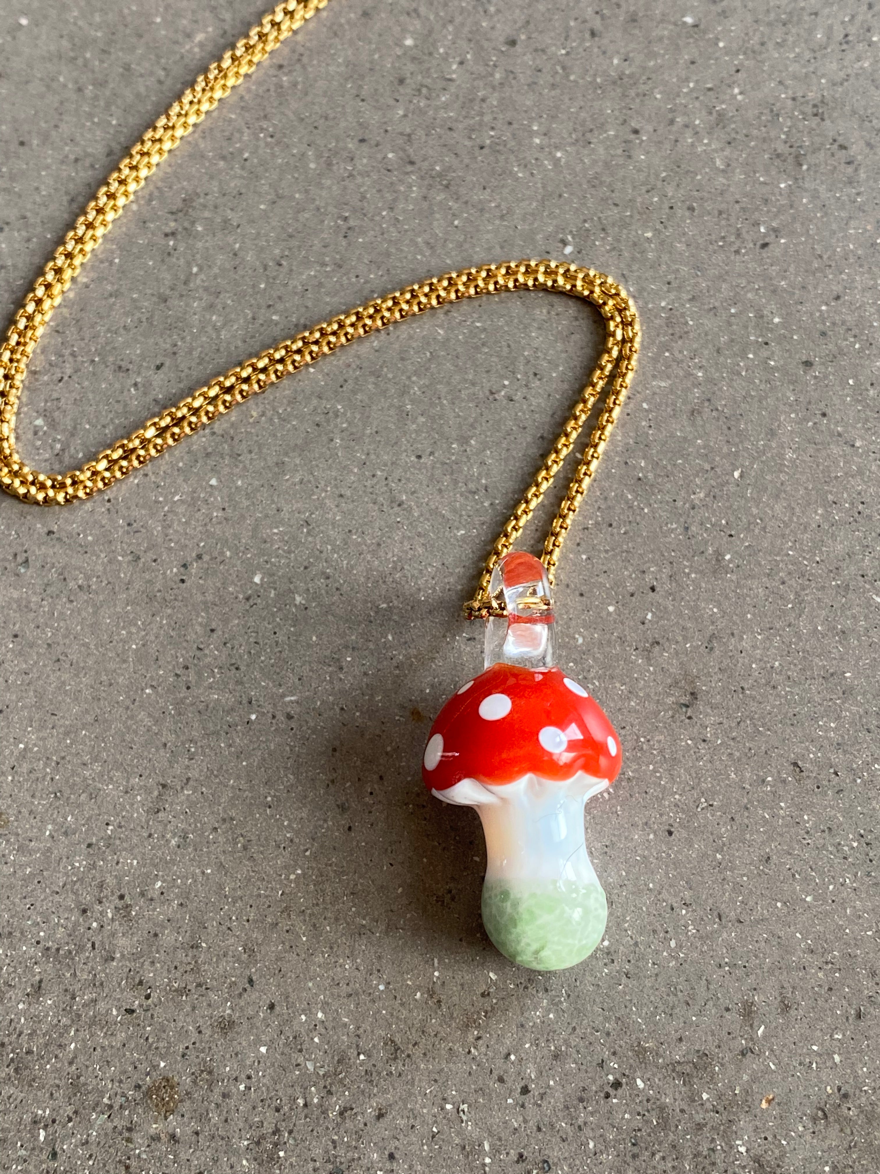 Amanita Glass Mushroom Pendant Necklace