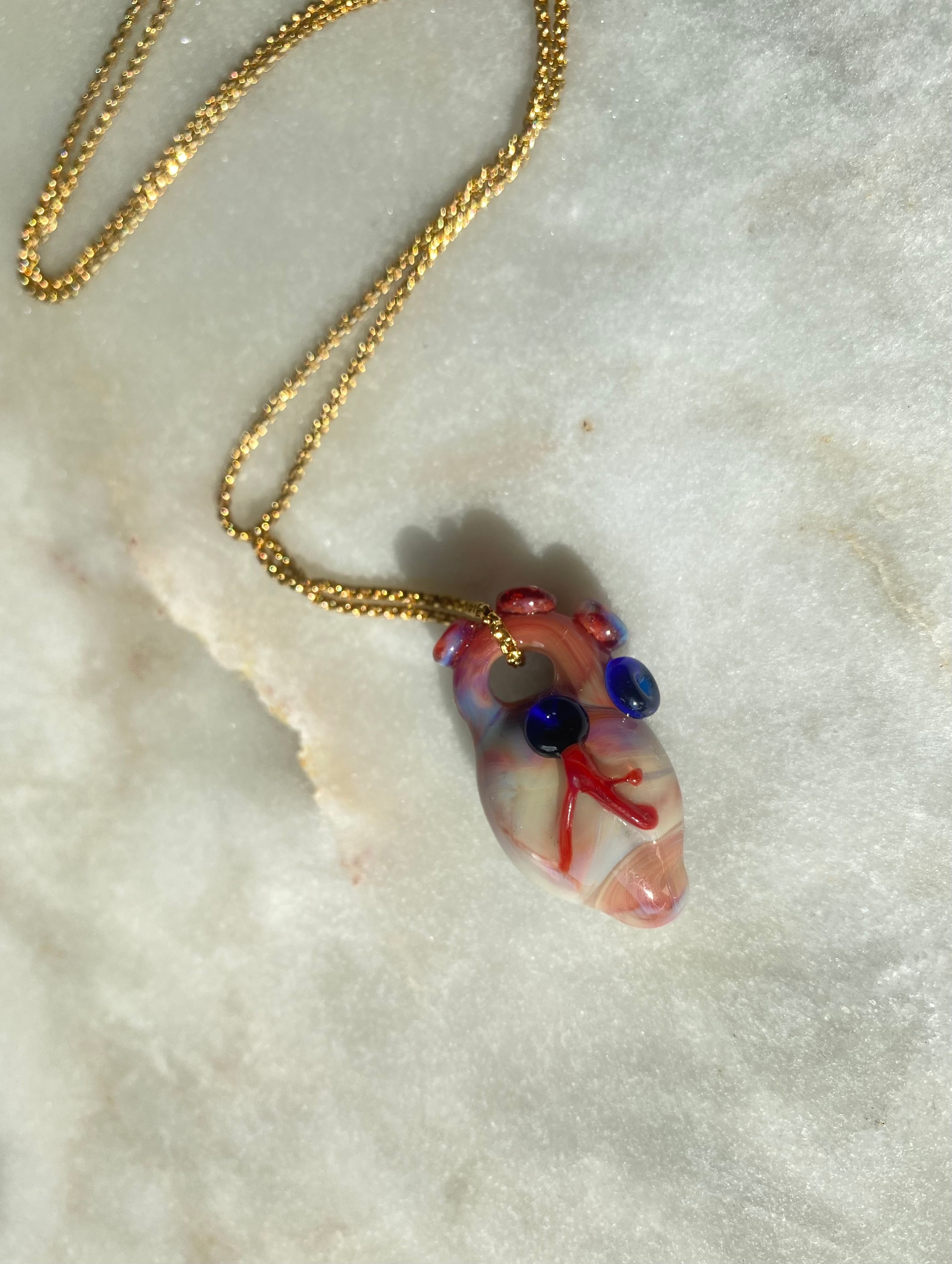 Realistic Love Purple and Cream Glass Pendant