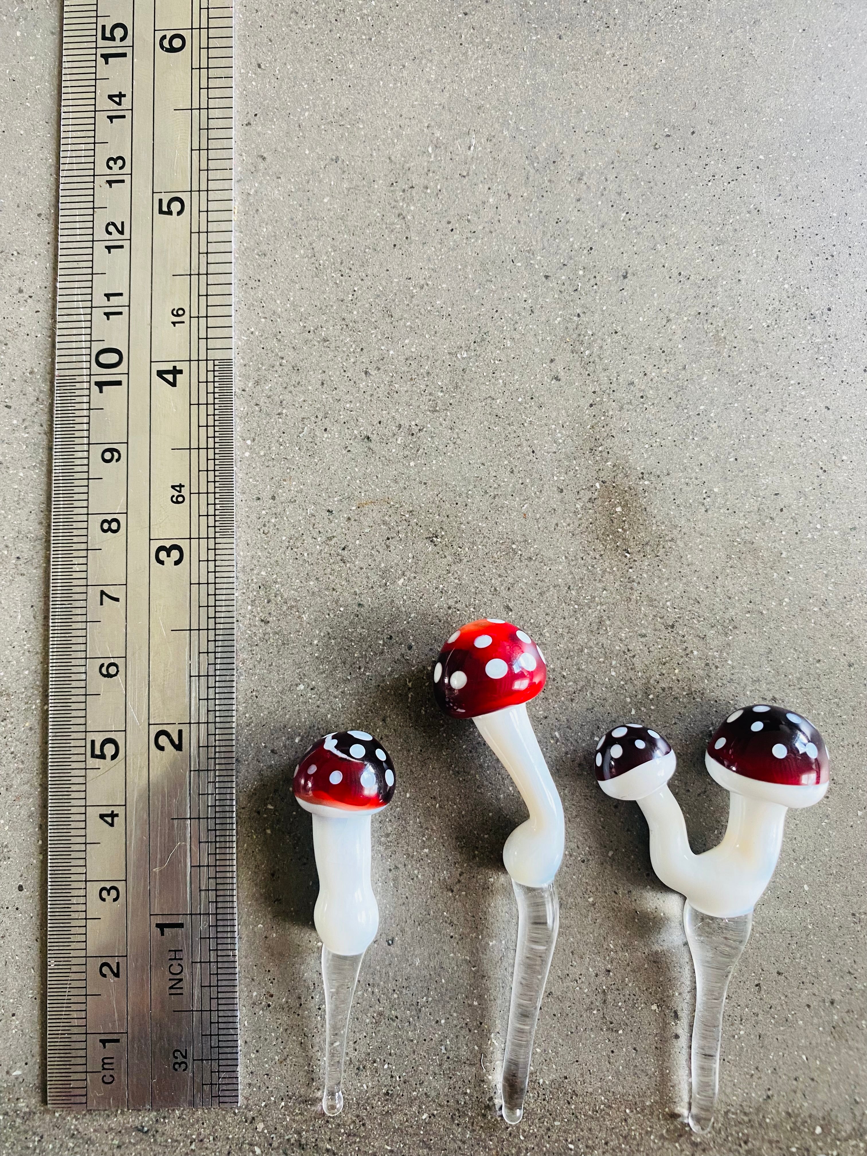 Triple Glass Mushroom Plant Stakes Set-6