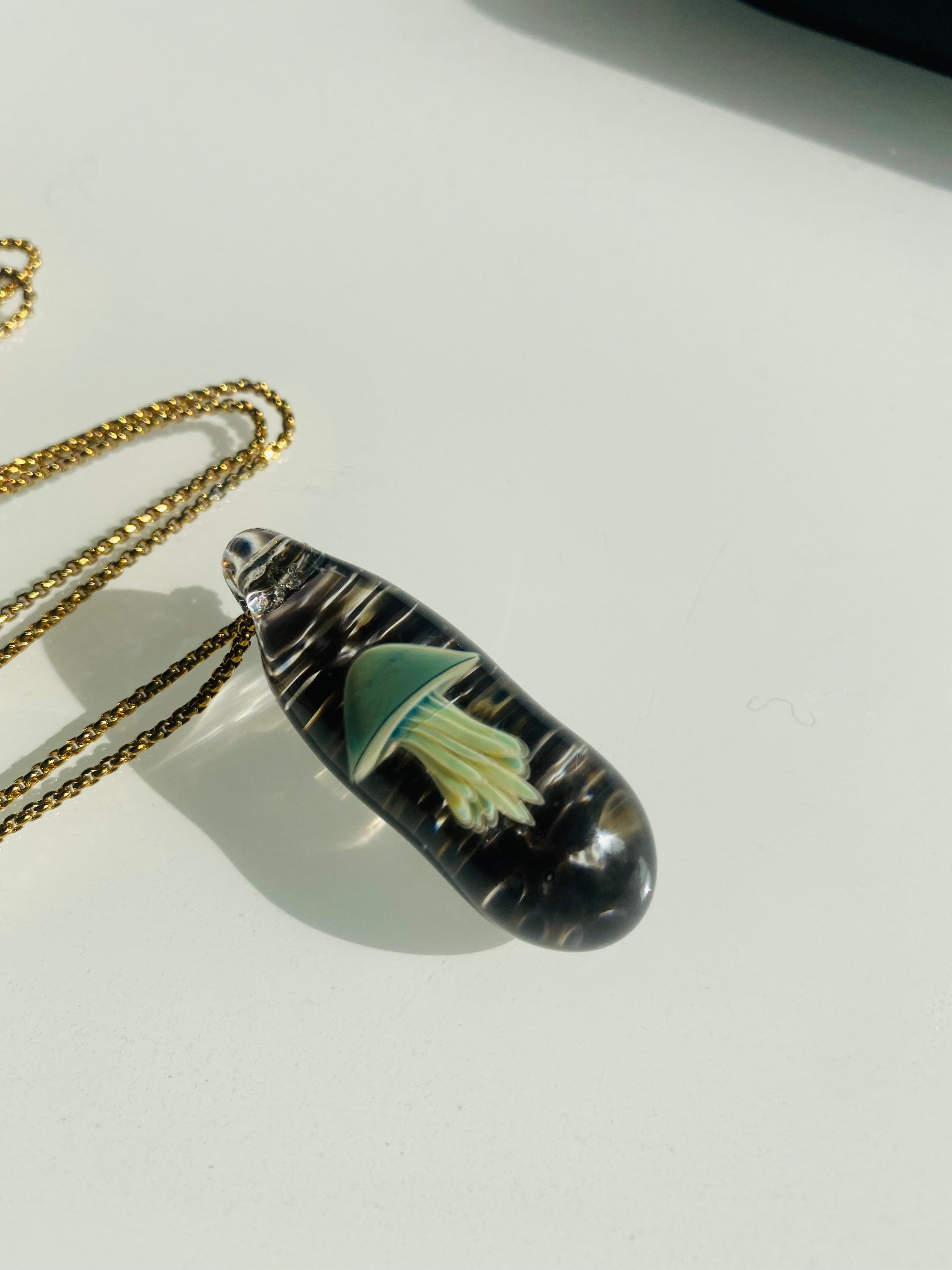 Green and Black Jellyfish Pendant