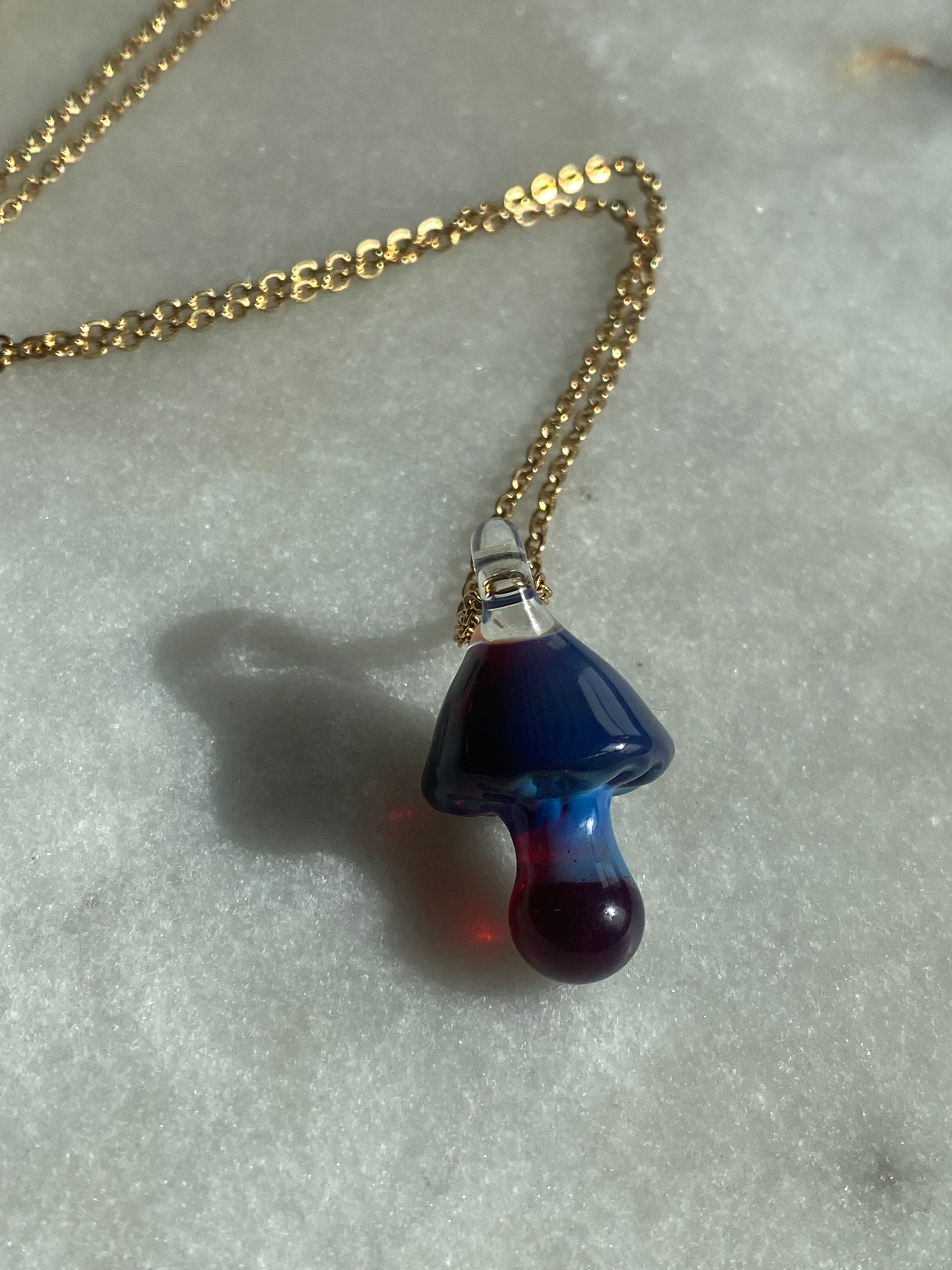 Purple Mushroom Pendant Necklace
