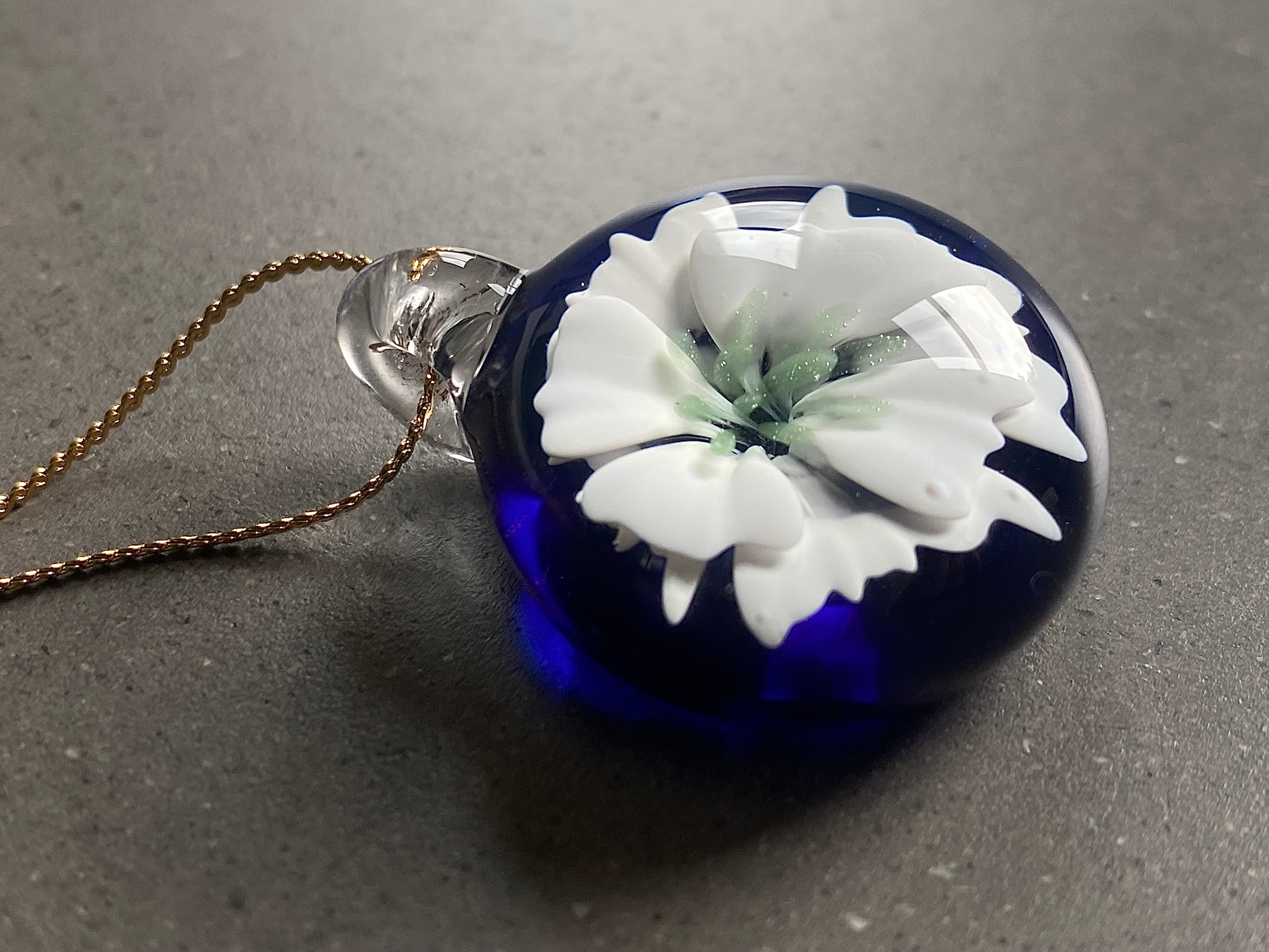 White, Green and Blue Flower Implosion Pendant