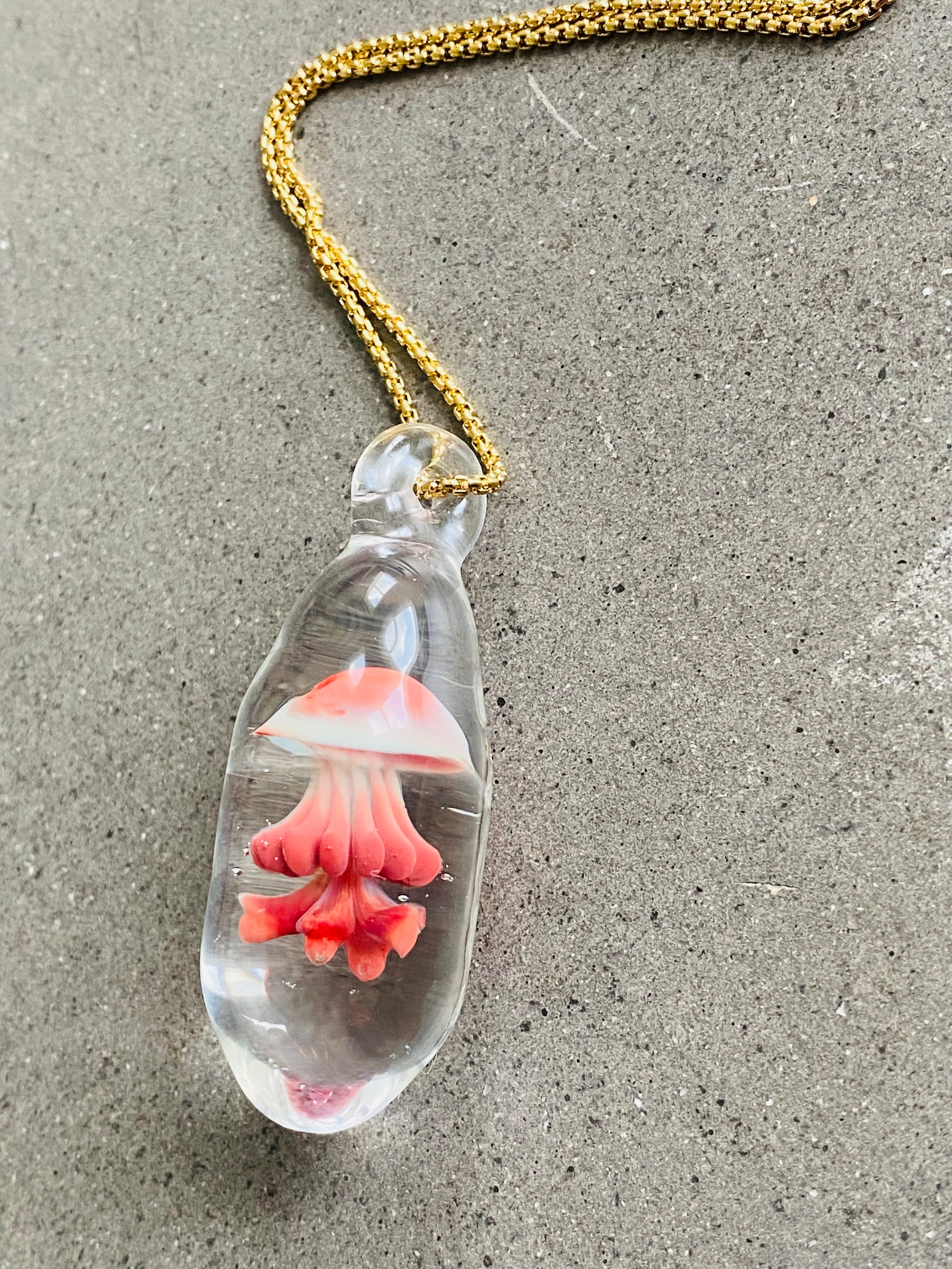 Red and Cream Jellyfish Pendant