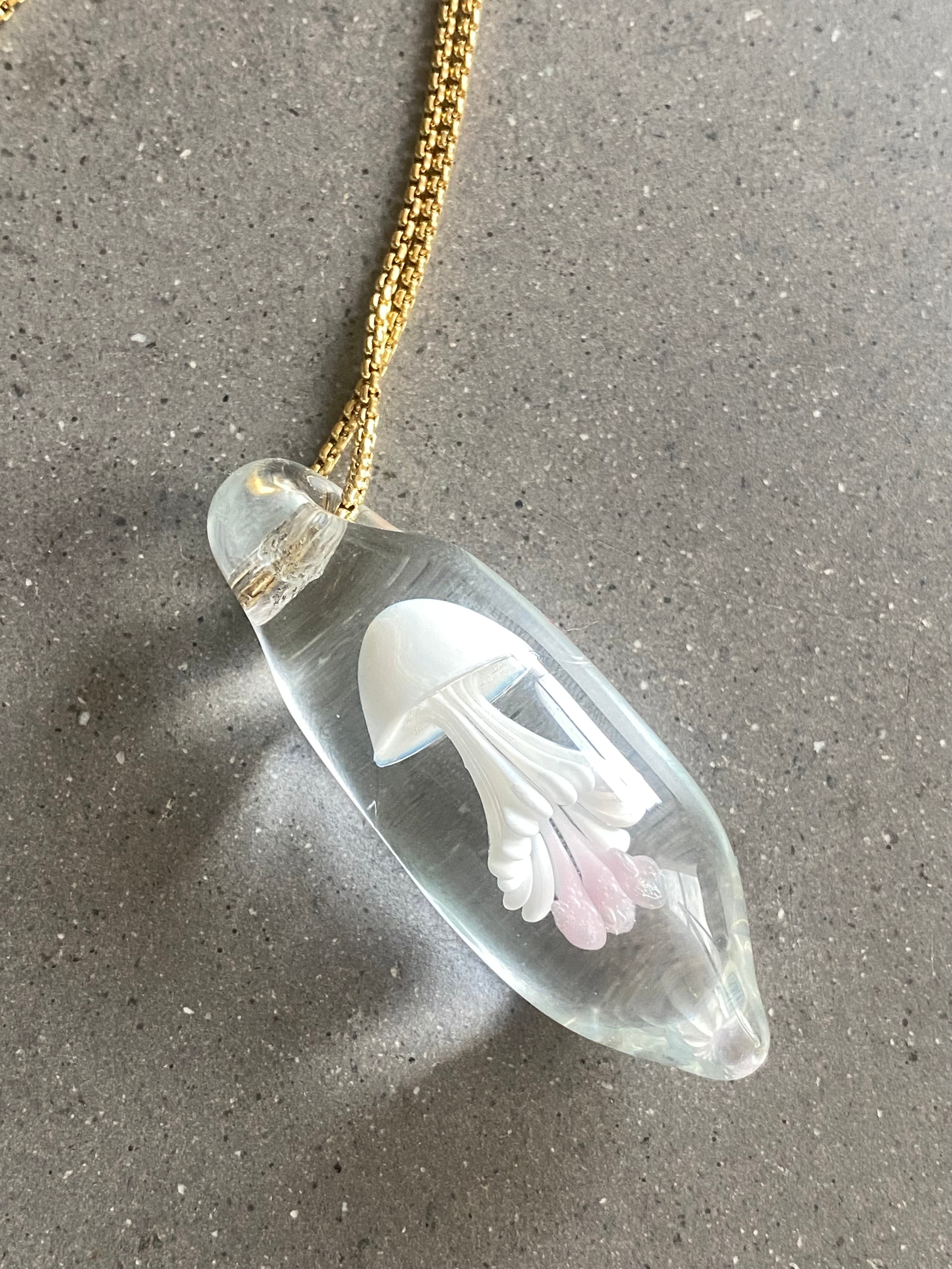 Pink and White Jellyfish Pendant
