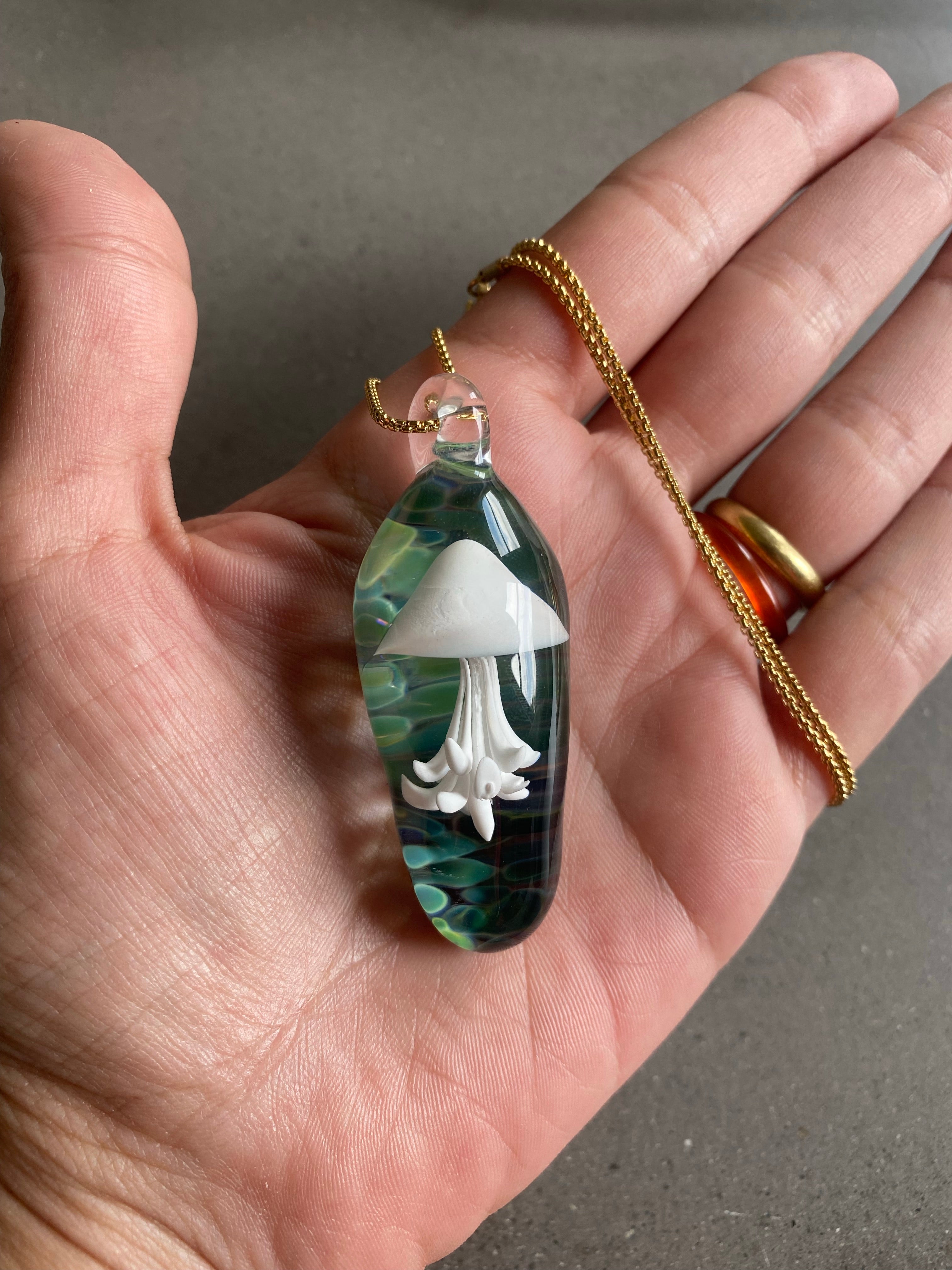 White Jellyfish Pendant