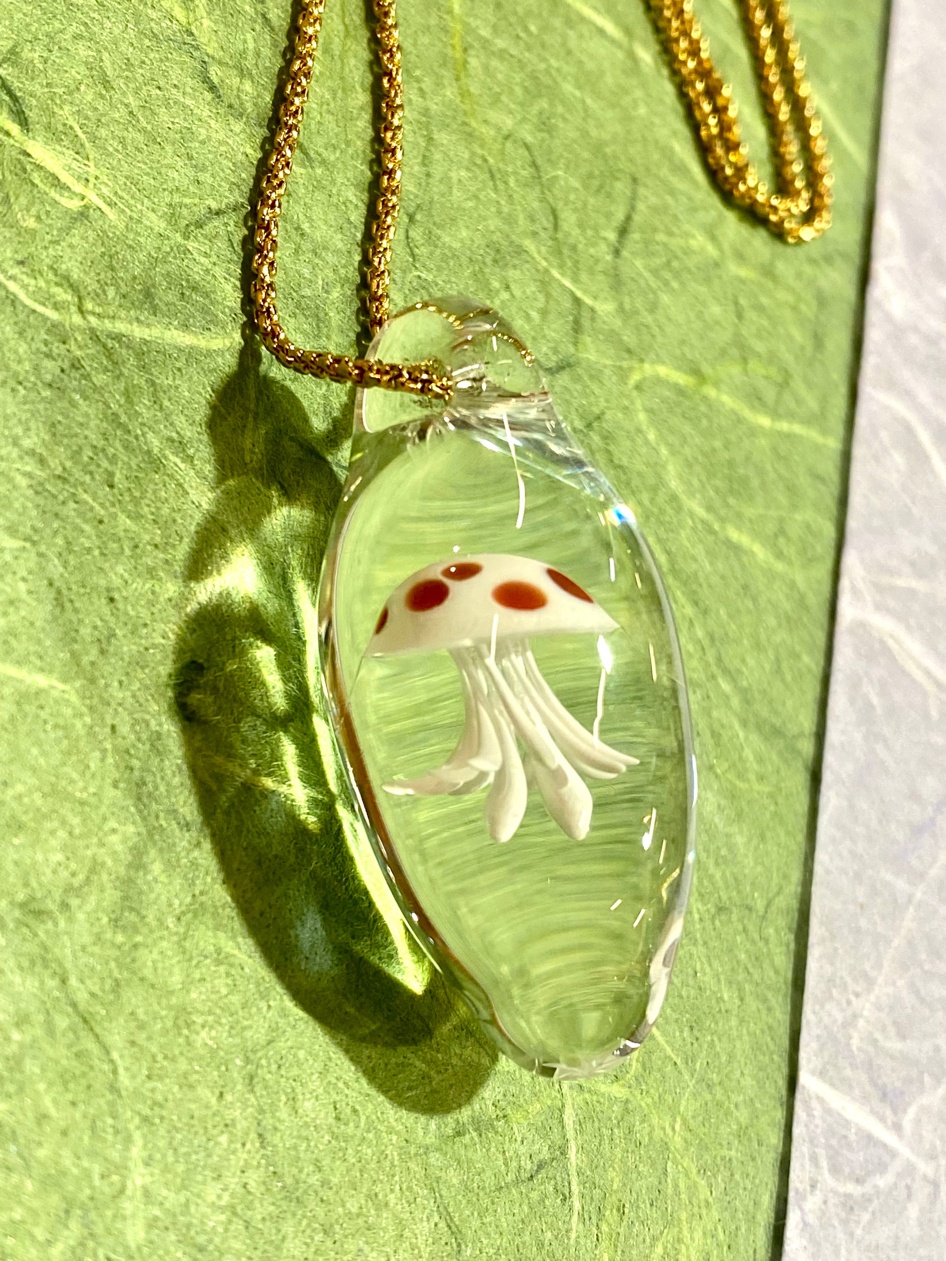 Red and White Jellyfish Pendant