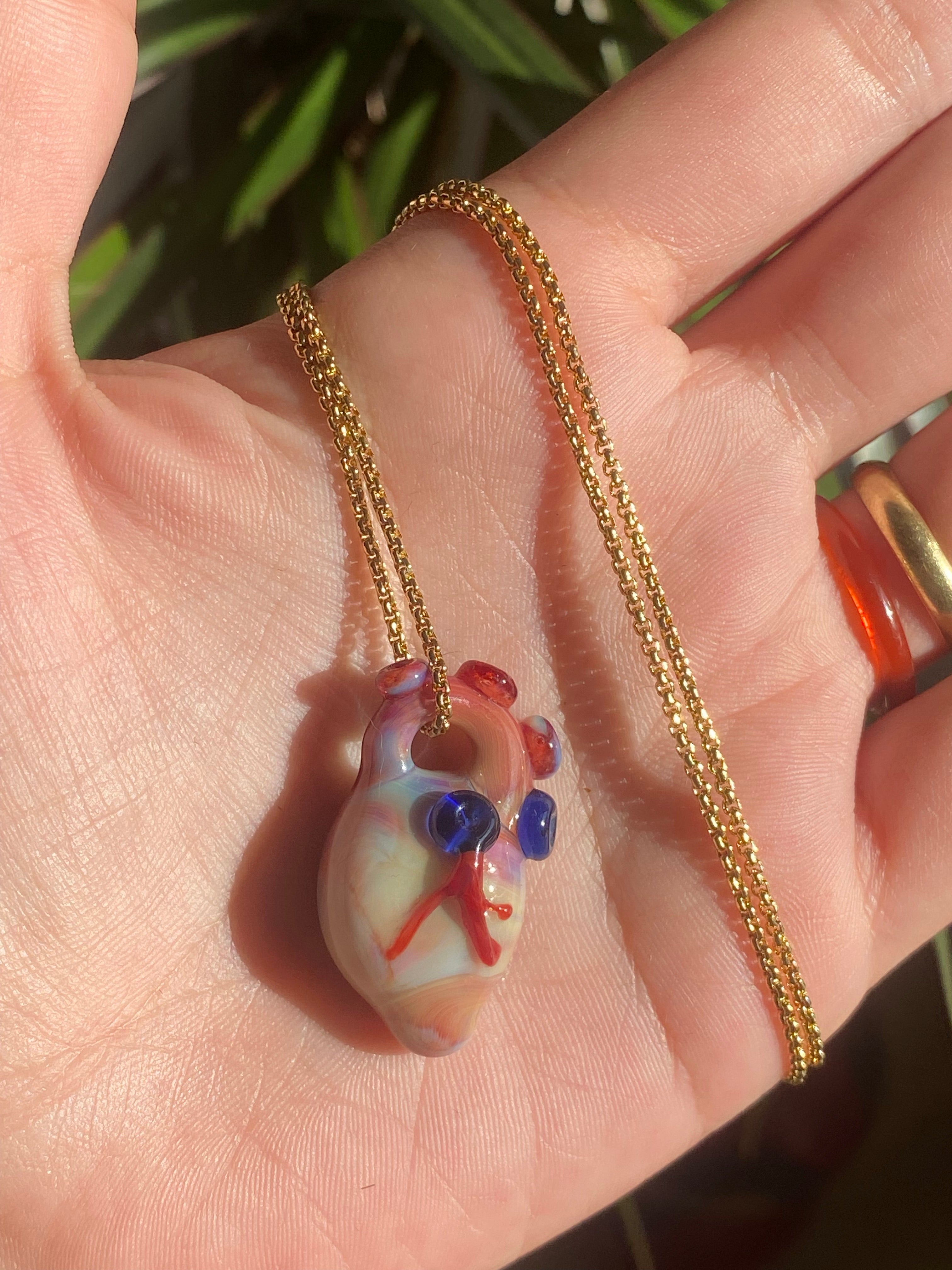 Realistic Love Purple and Cream Glass Pendant