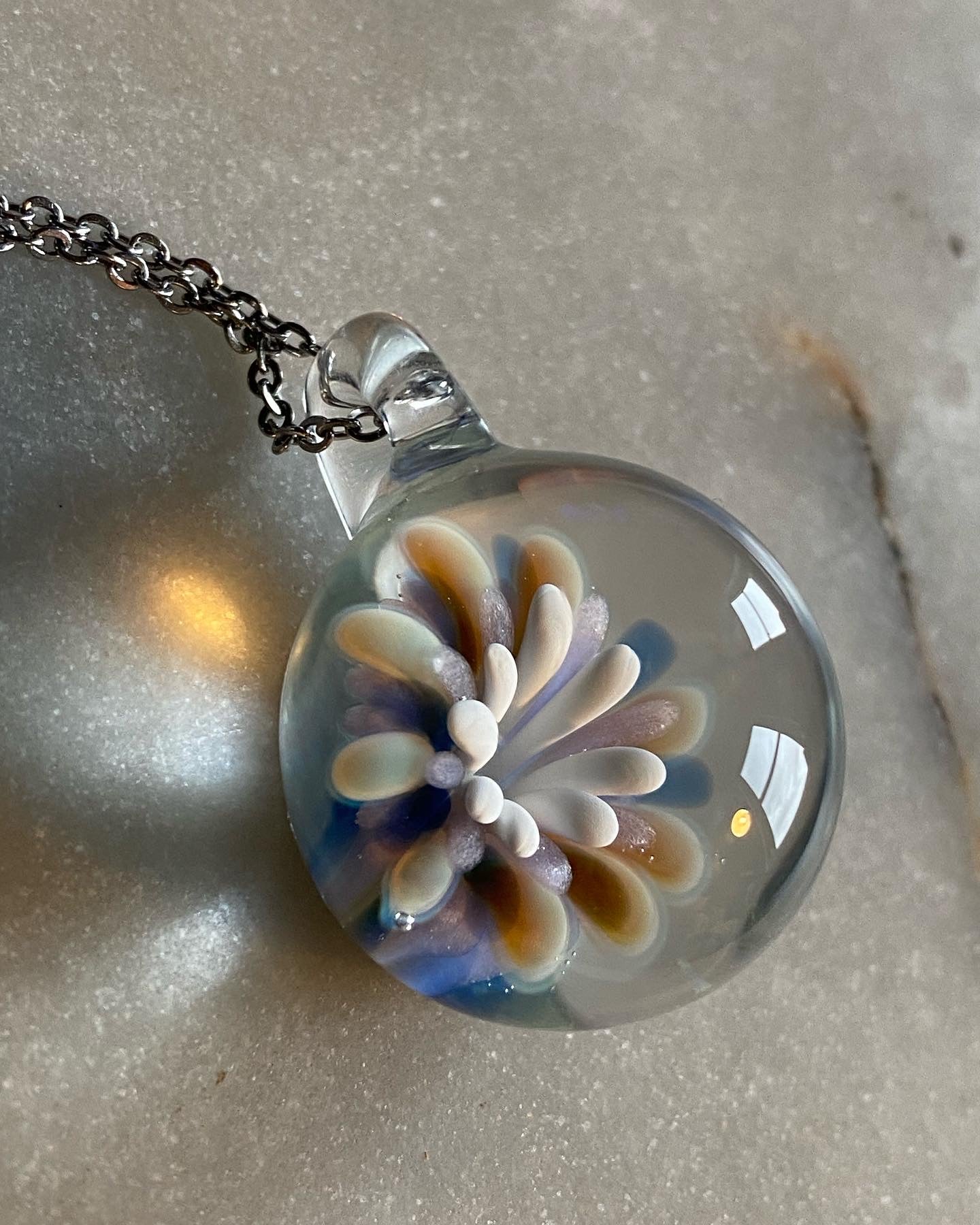 Purple Flower Implosion Pendant