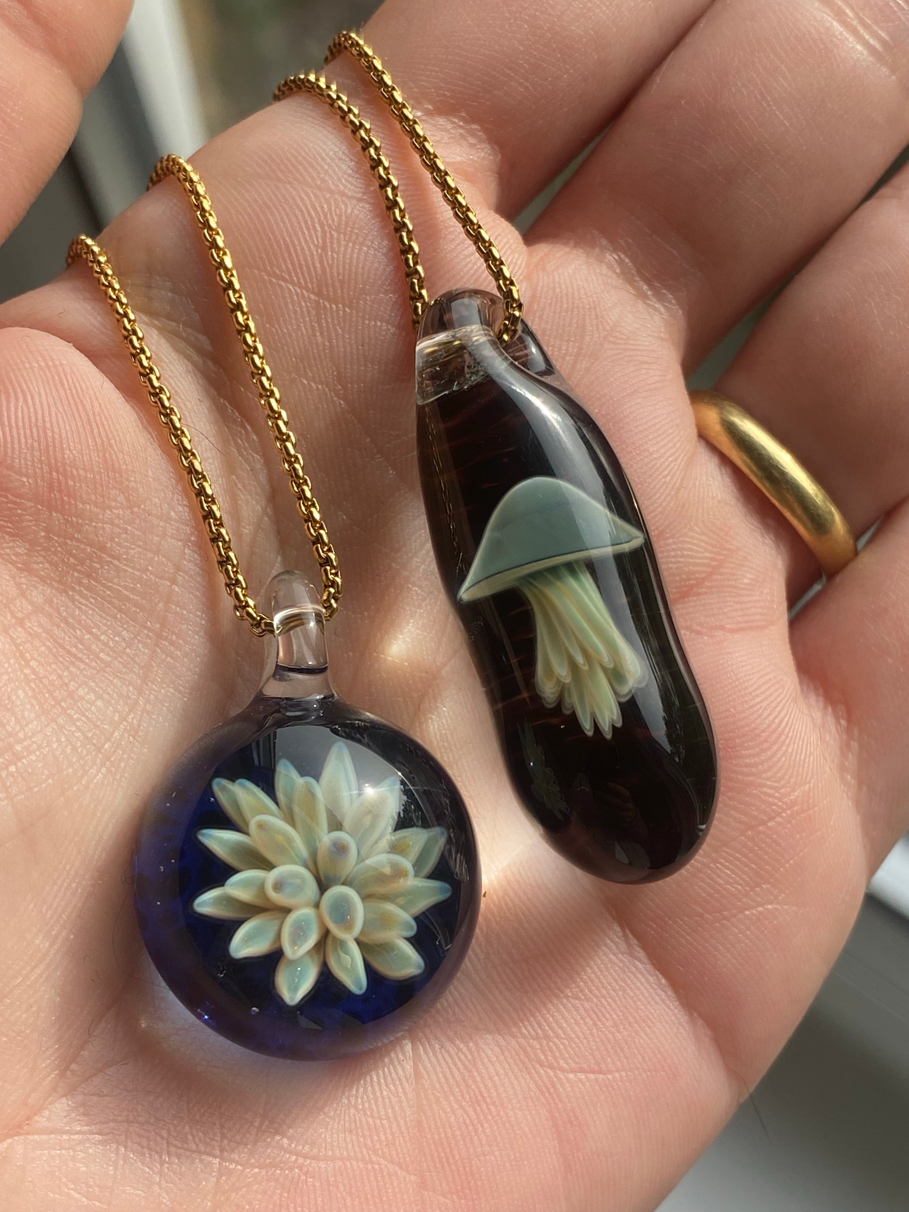 Green and Black Jellyfish Pendant