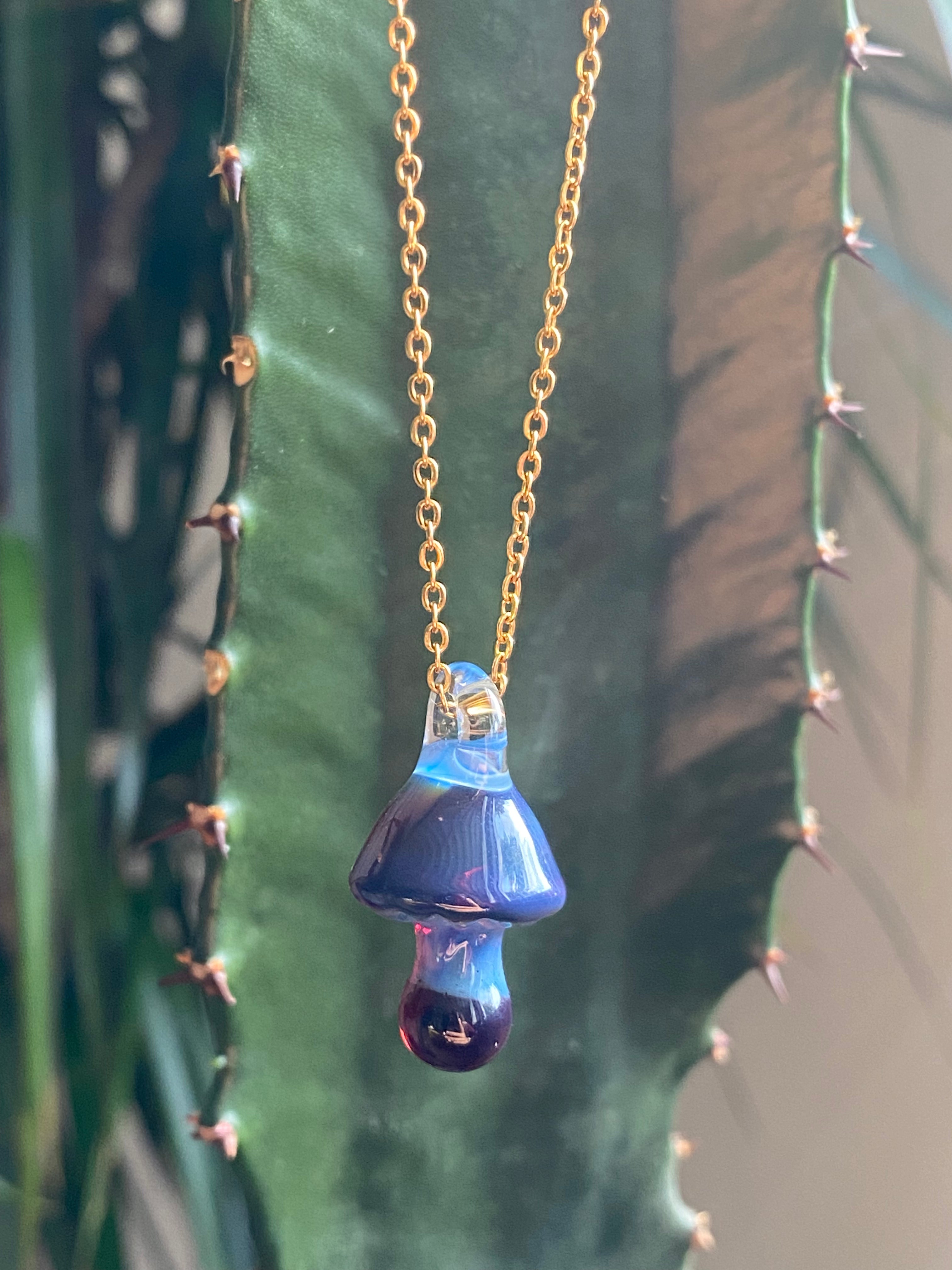 Purple Mushroom Pendant Necklace