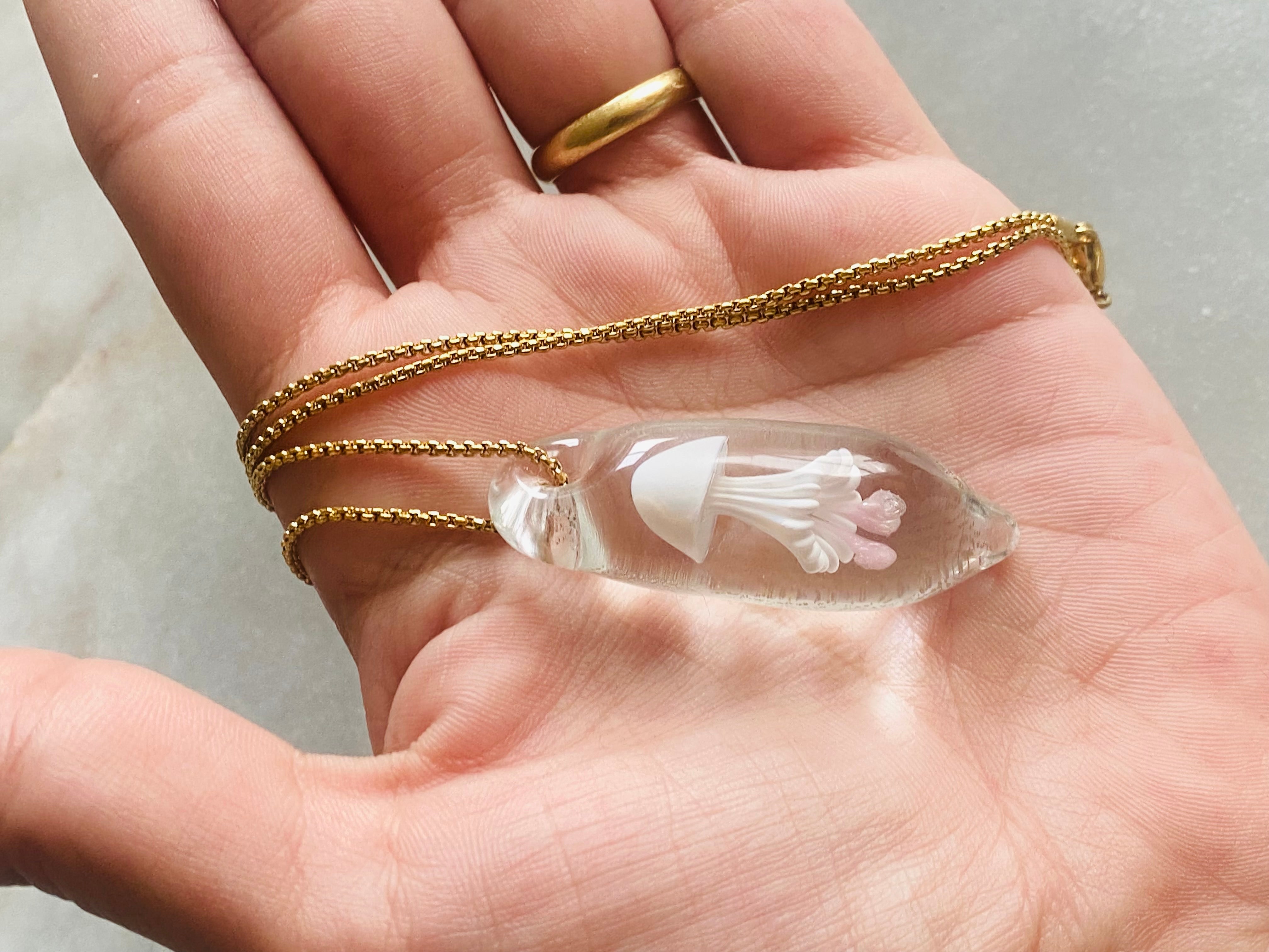 Pink and White Jellyfish Pendant