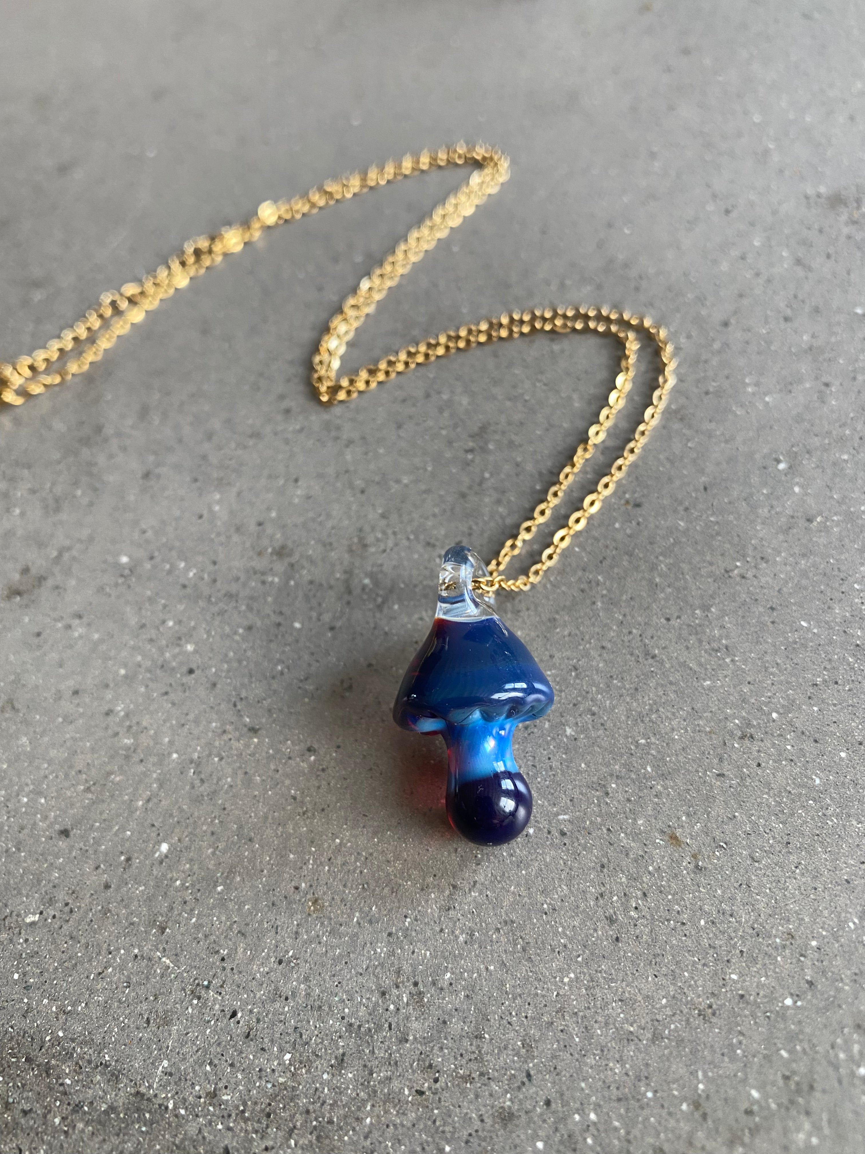 Purple Mushroom Pendant Necklace