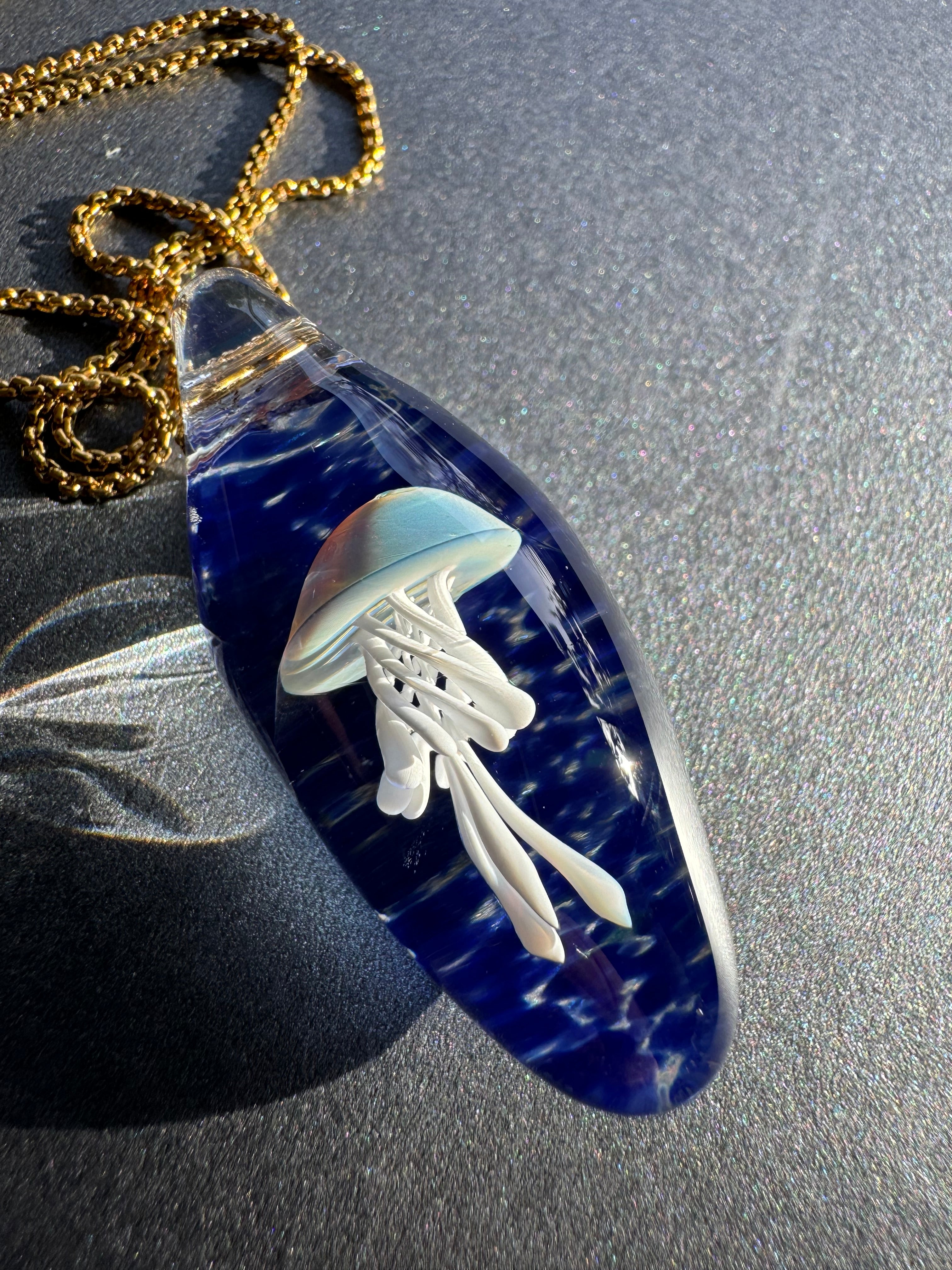 Blue and White Jellyfish Pendant