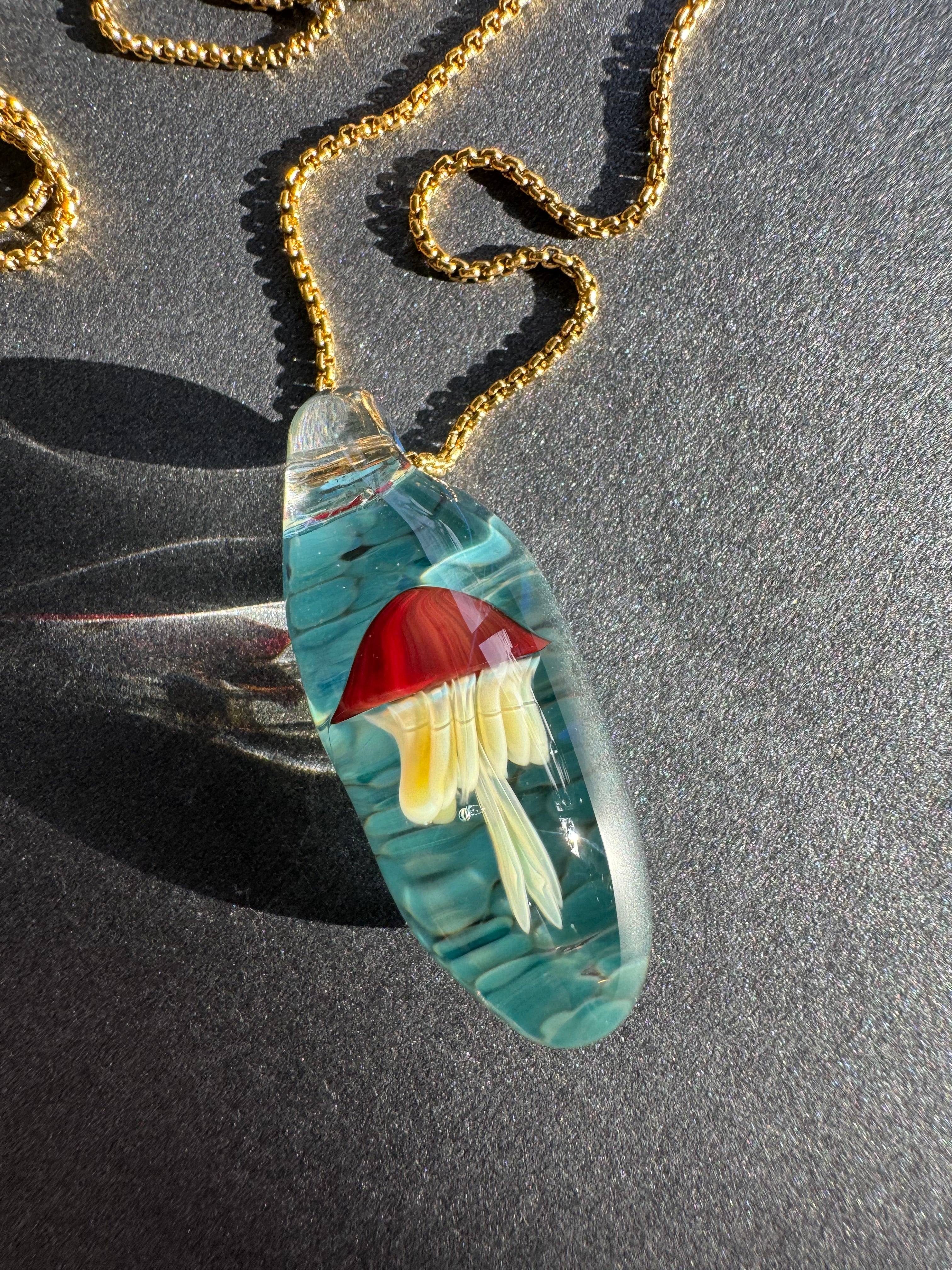 Red and Yellow Jellyfish Pendant