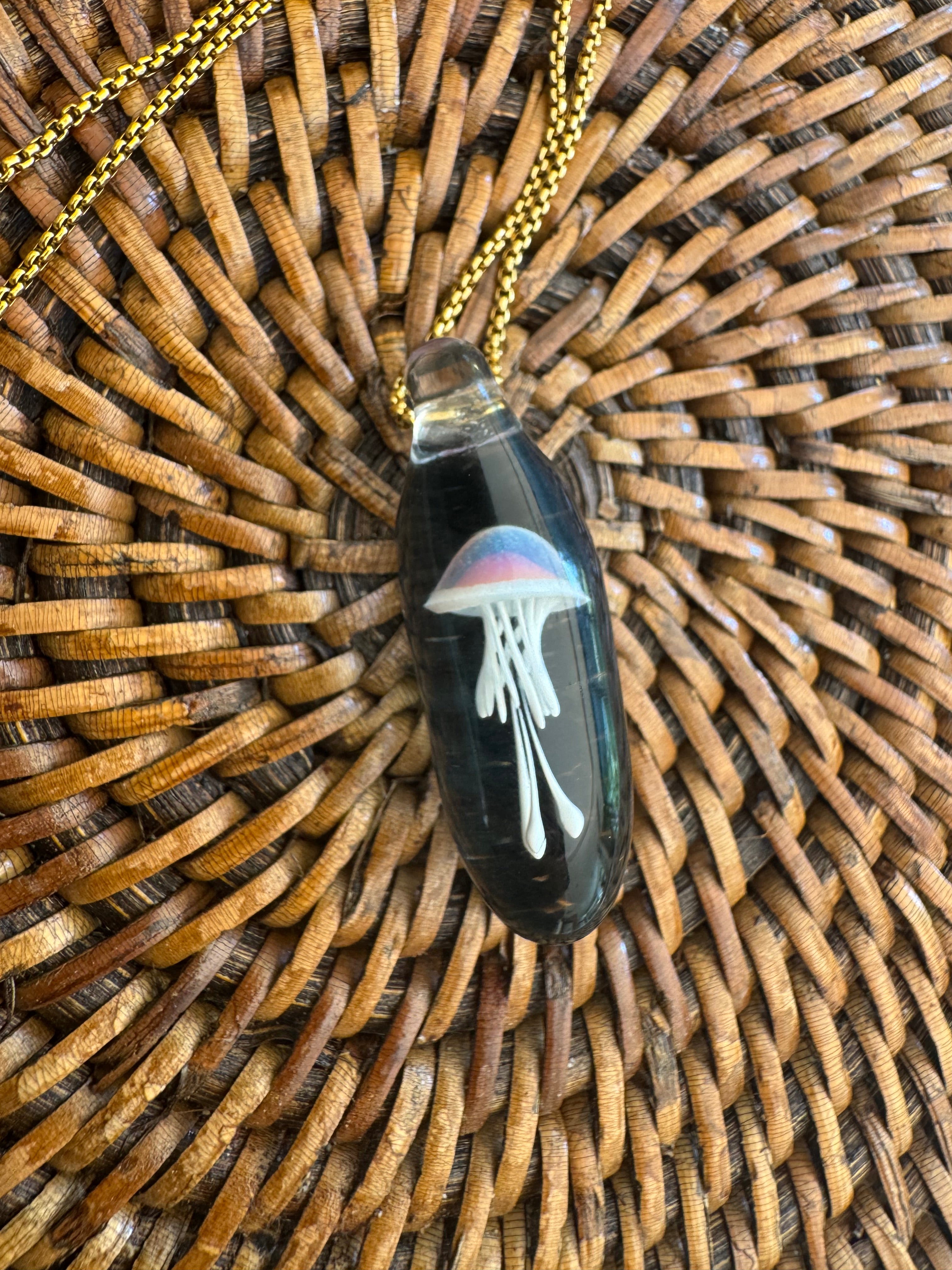 White and Pink Jellyfish Pendant