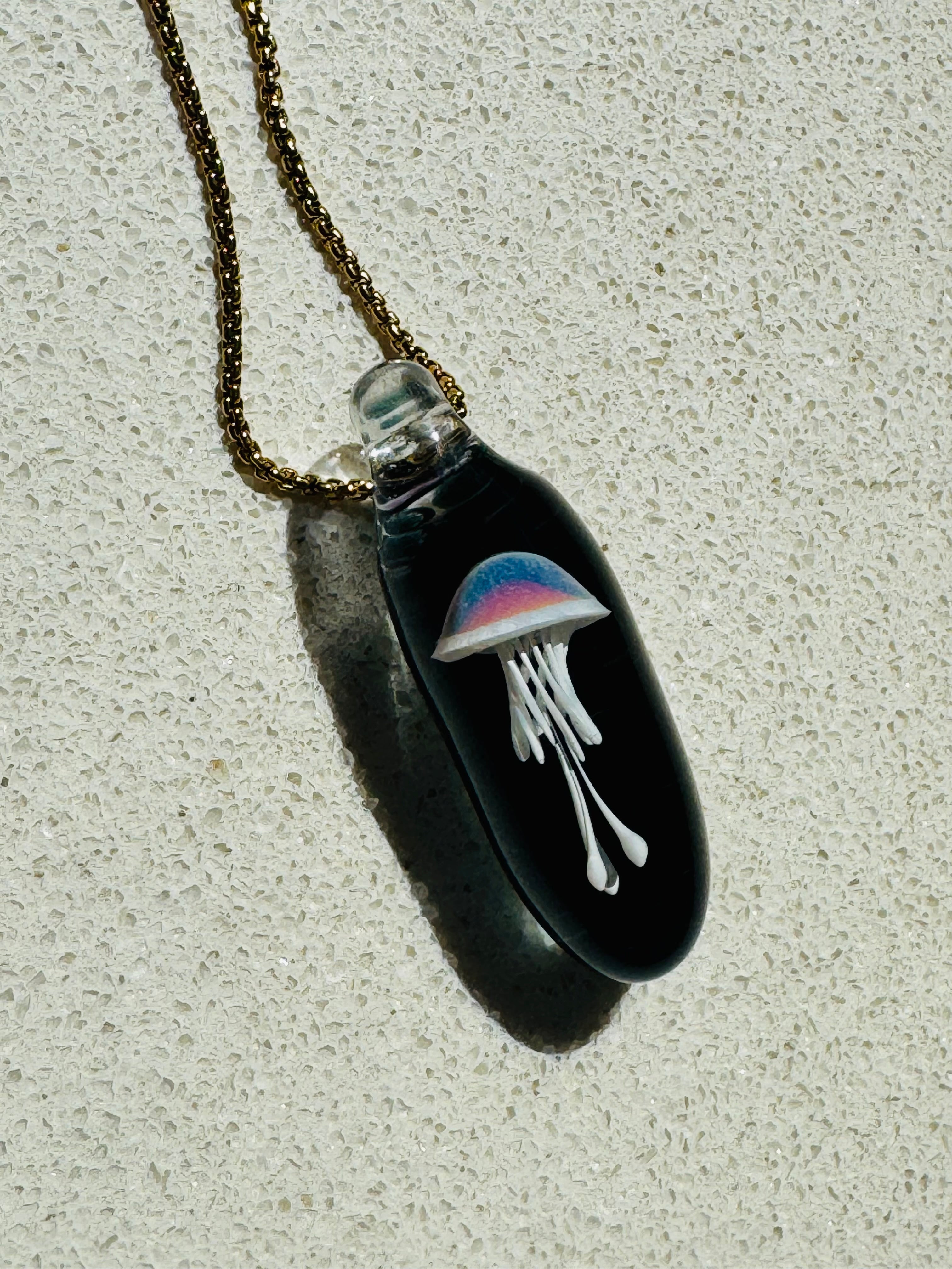 White and Pink Jellyfish Pendant