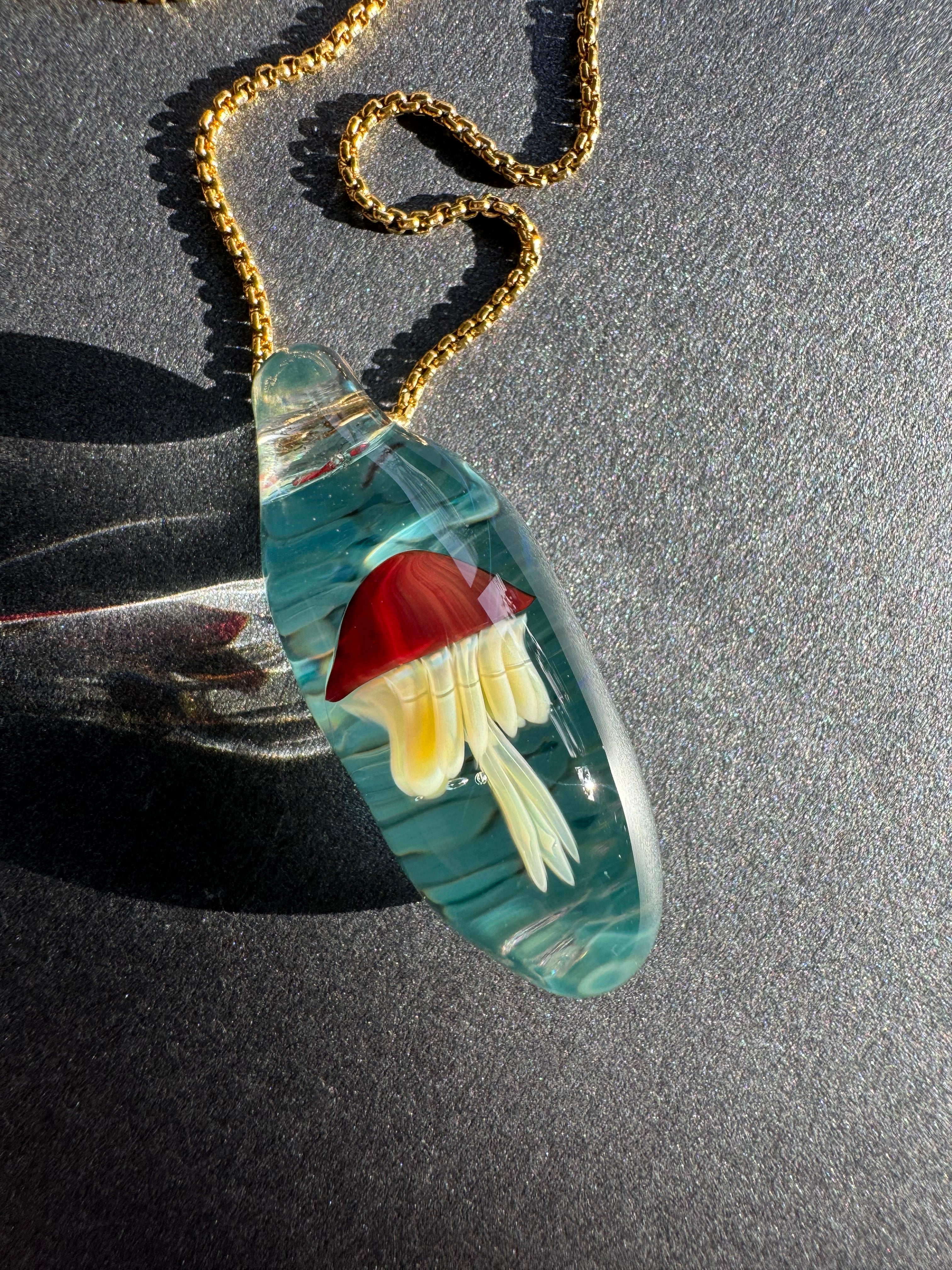 Red and Yellow Jellyfish Pendant
