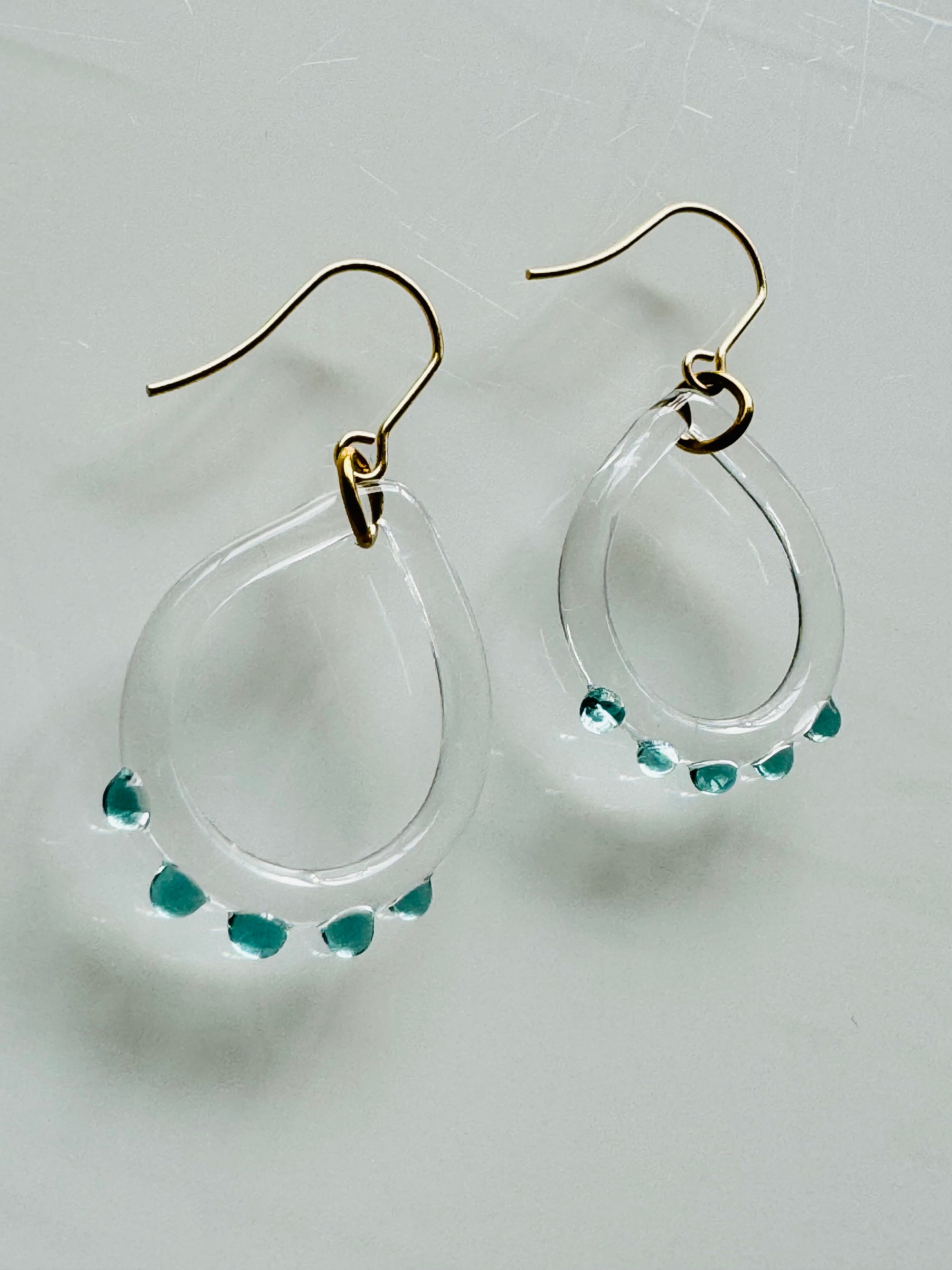 Oval Teal Dots Earring
