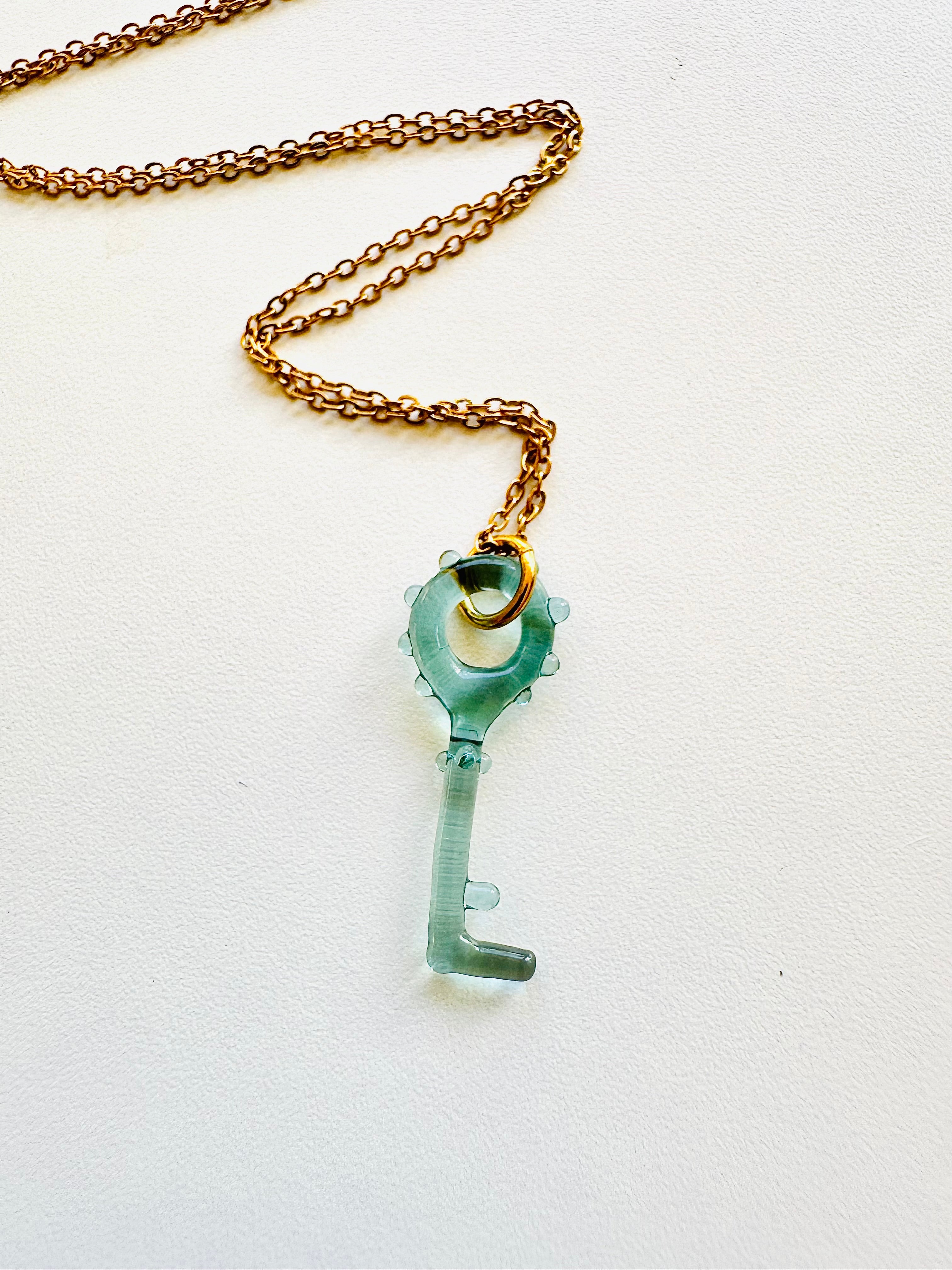 Teal Treasure Key Necklace