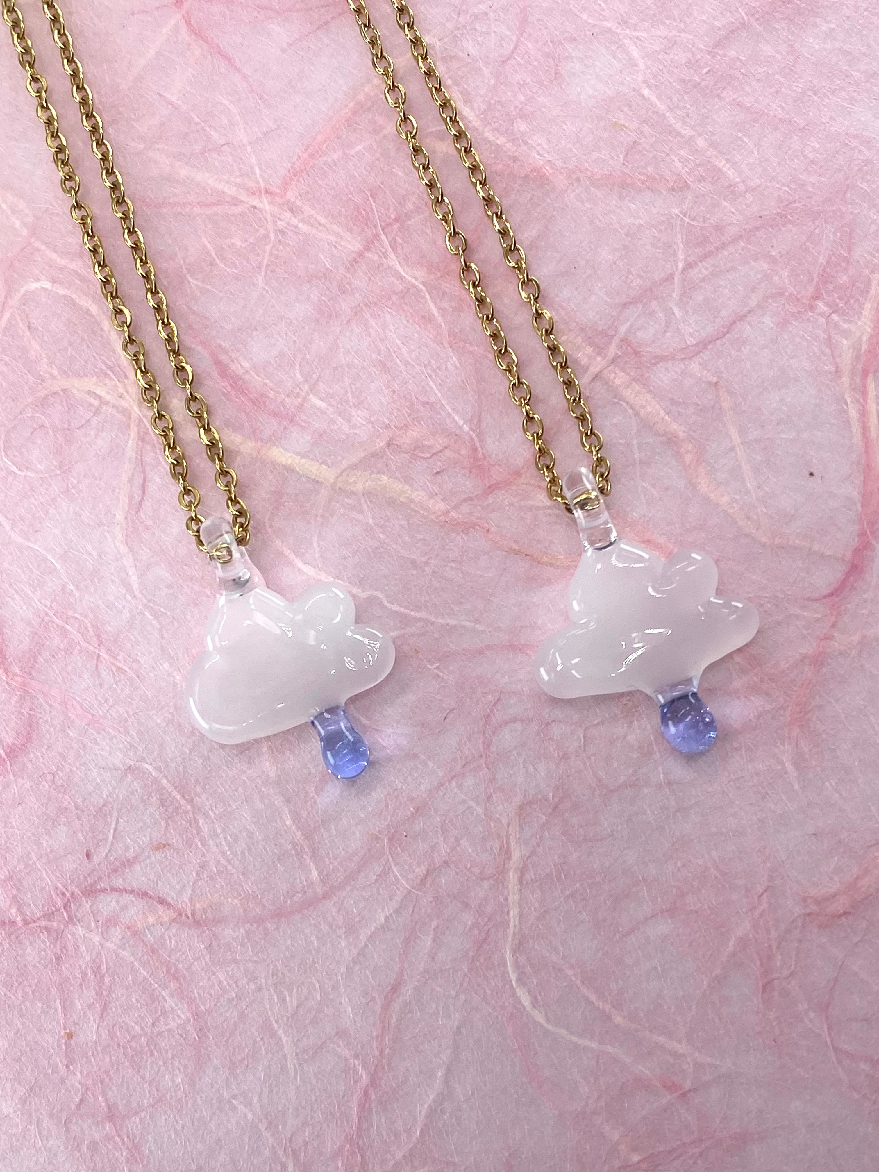 Cumulus Cloud Glass Charm Necklace