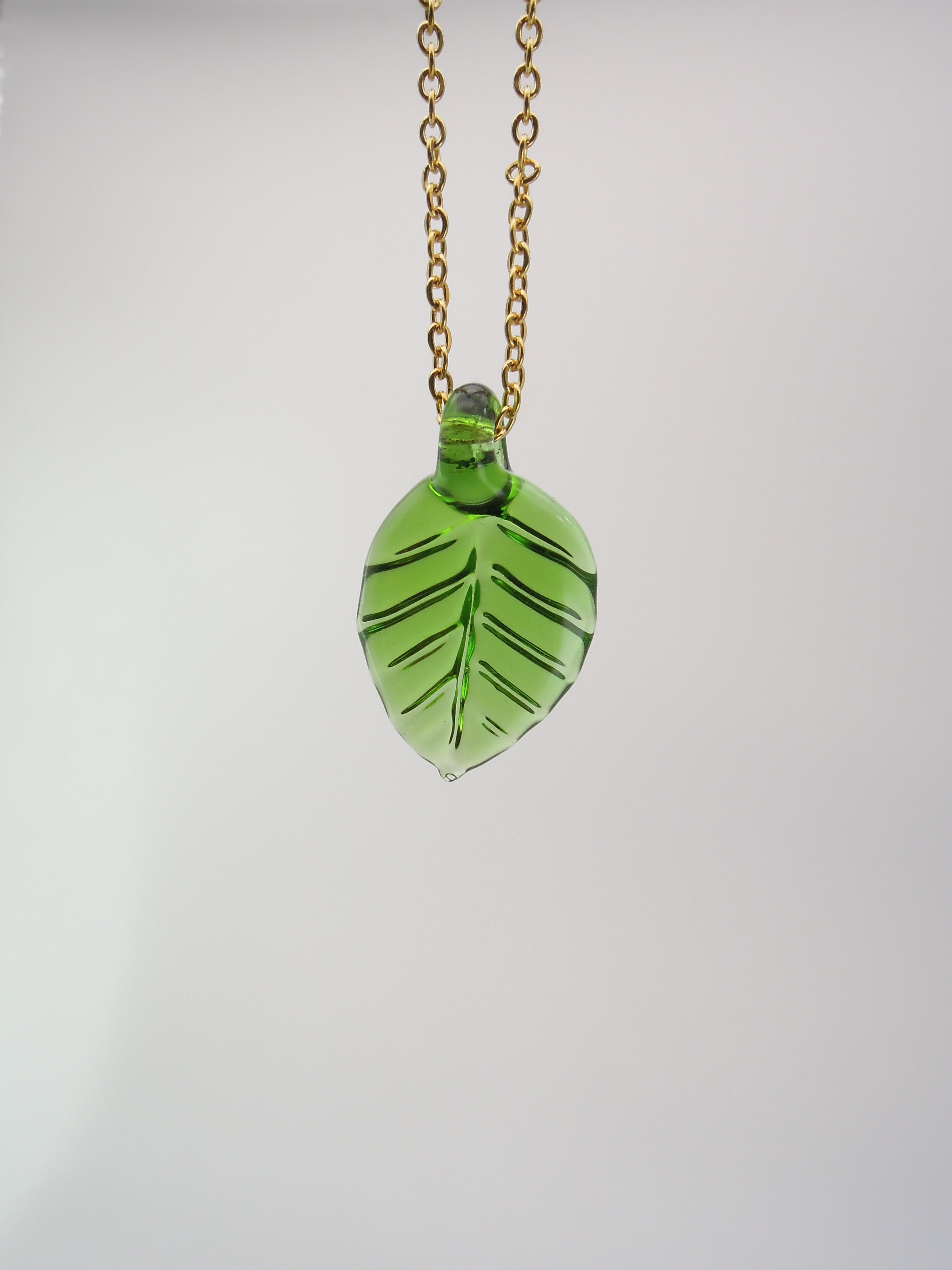 Thatch Green Leaf Glass Pendant