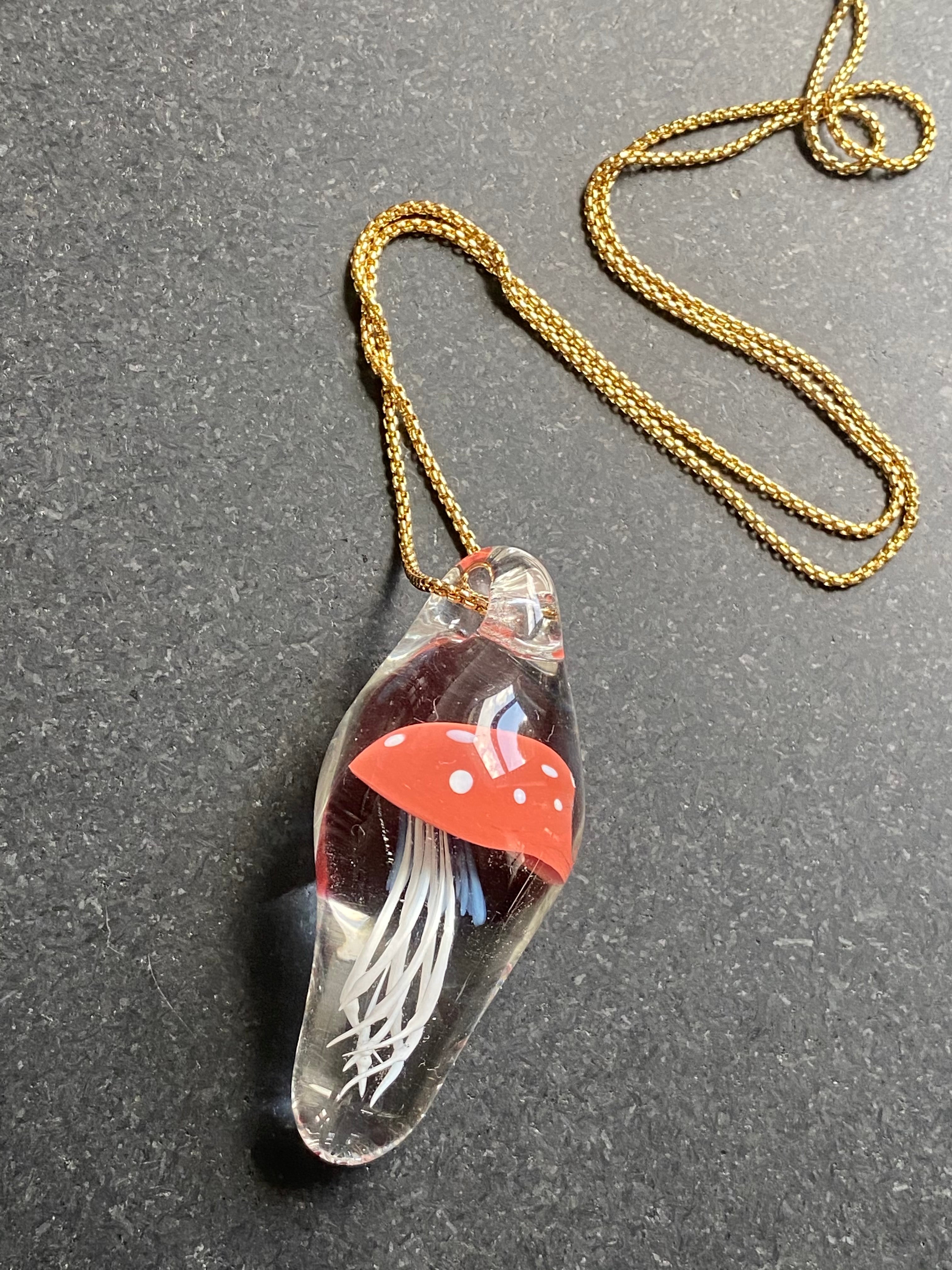 Red and White Jellyfish Pendant