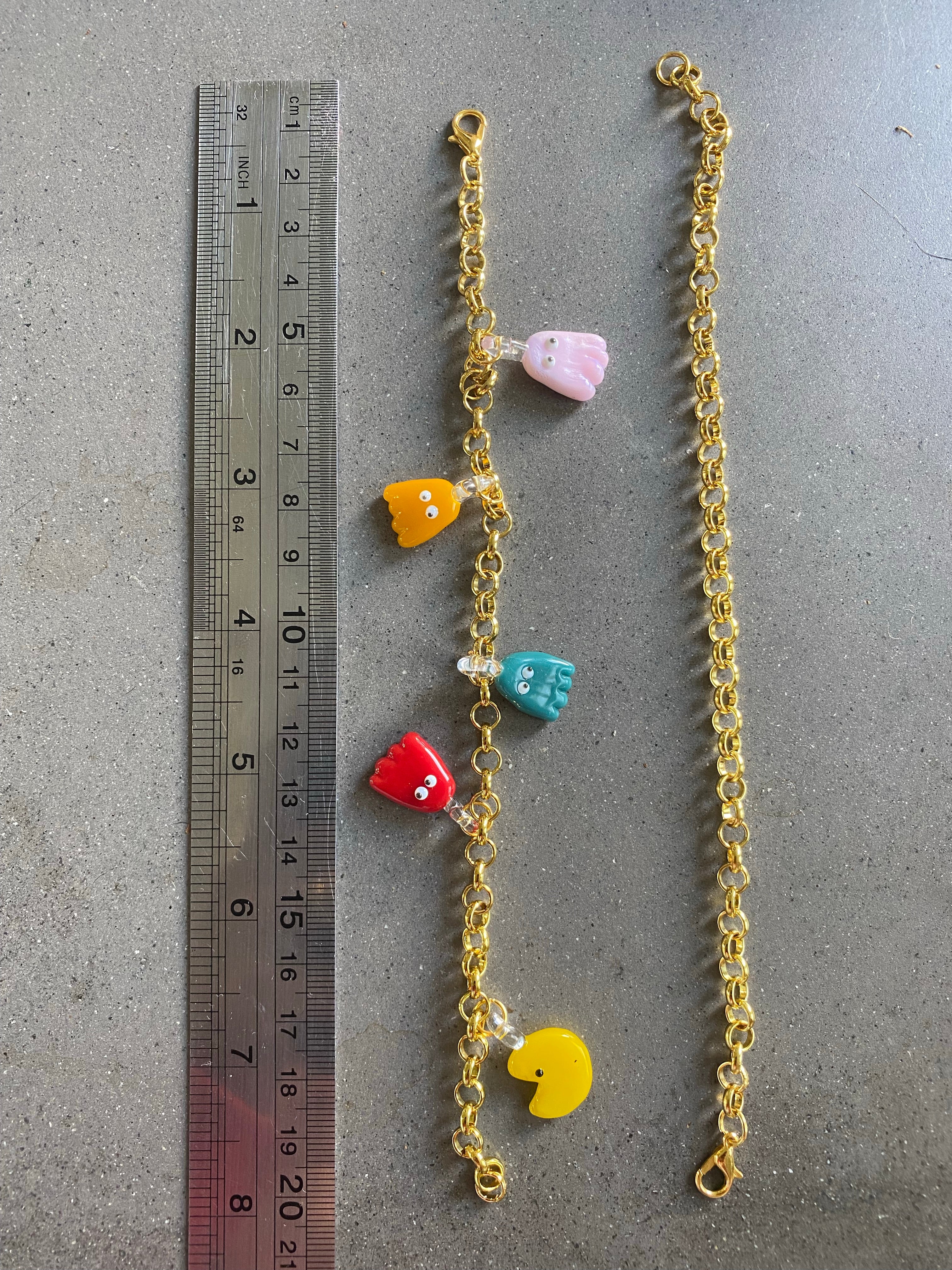 PacMan Charm Necklace and Bracelet