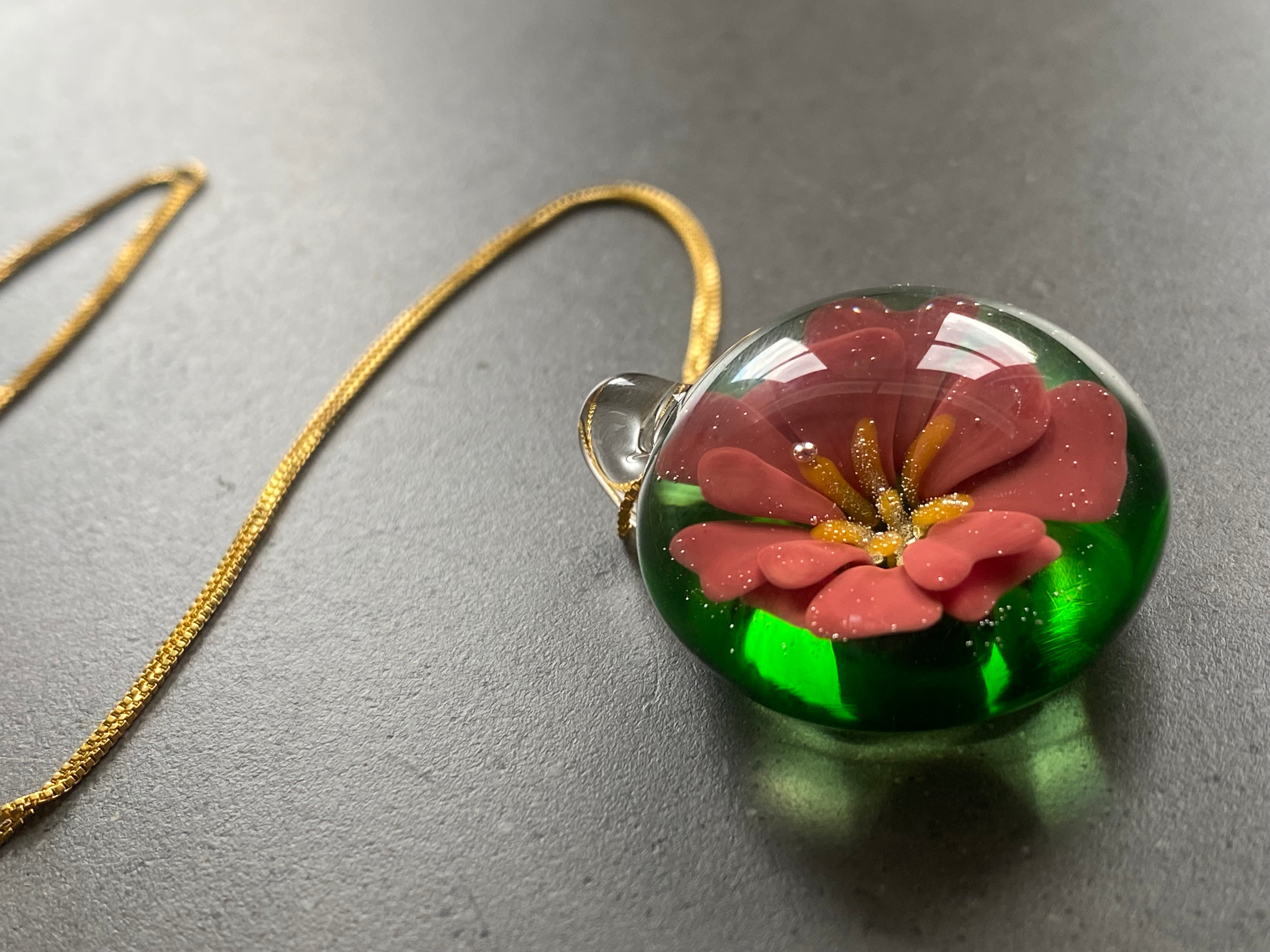 Green and Red Flower Implosion Pendant