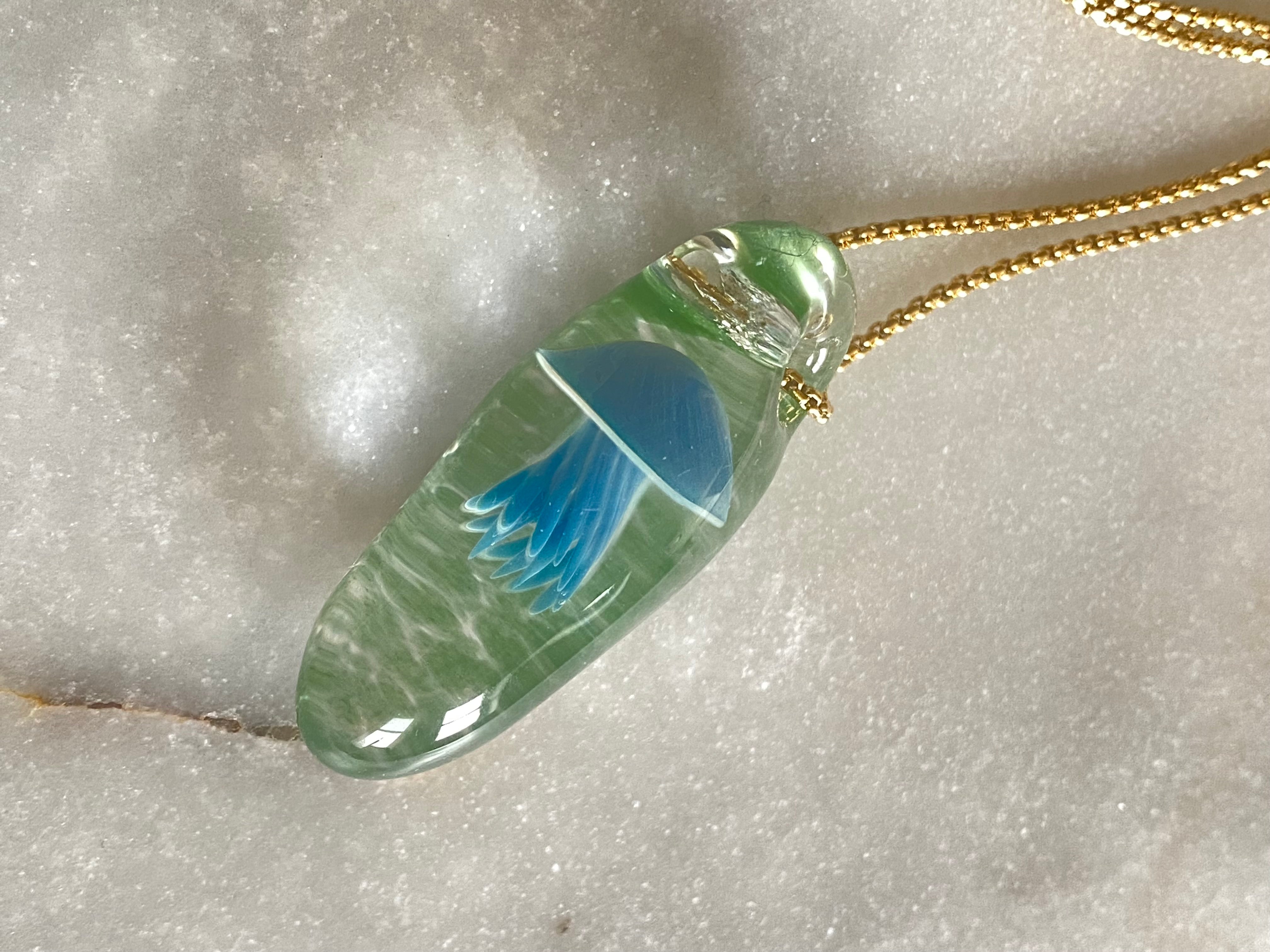 Blue and Green Jellyfish Pendant