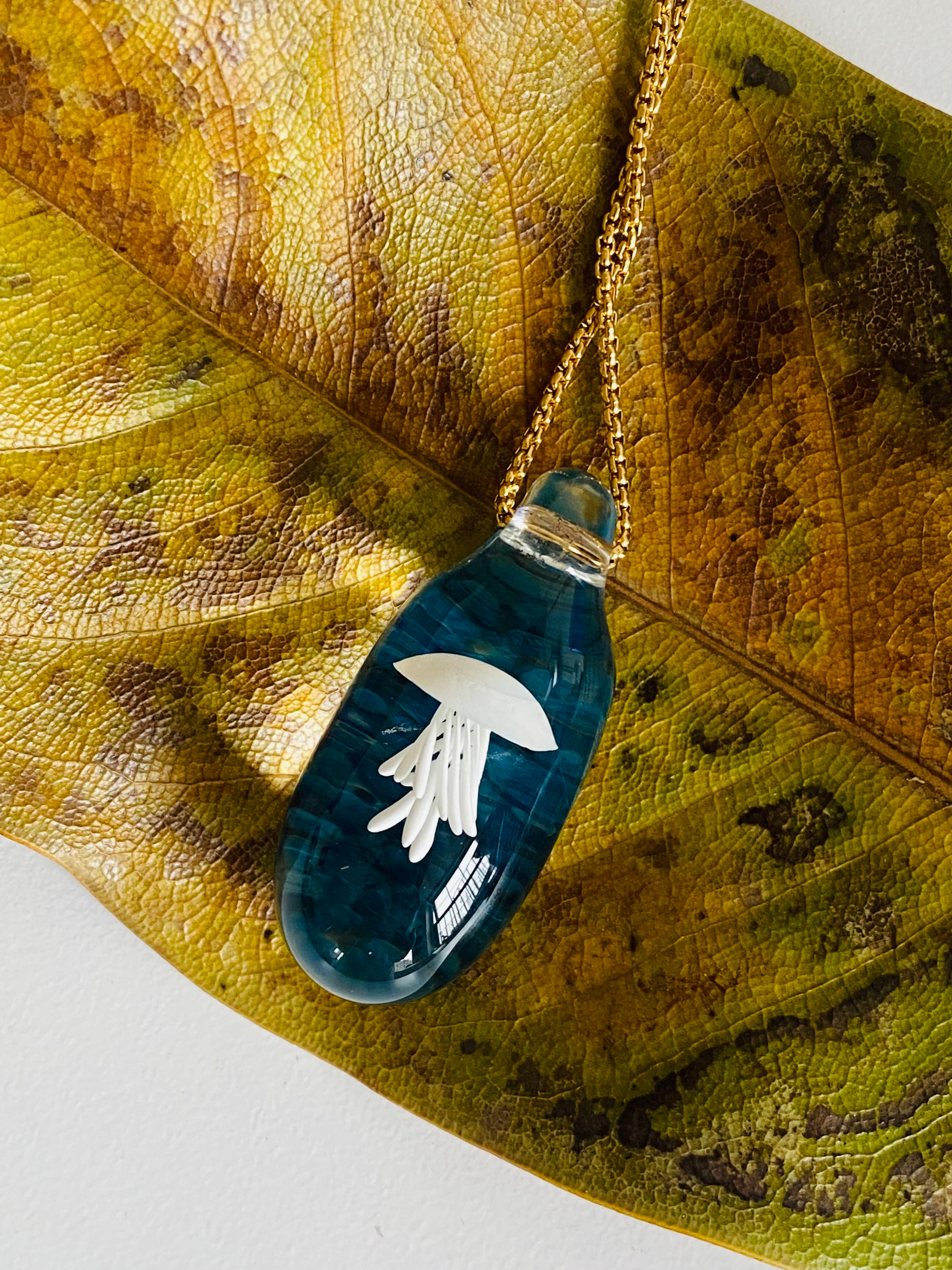 White and Blue Jellyfish Pendant