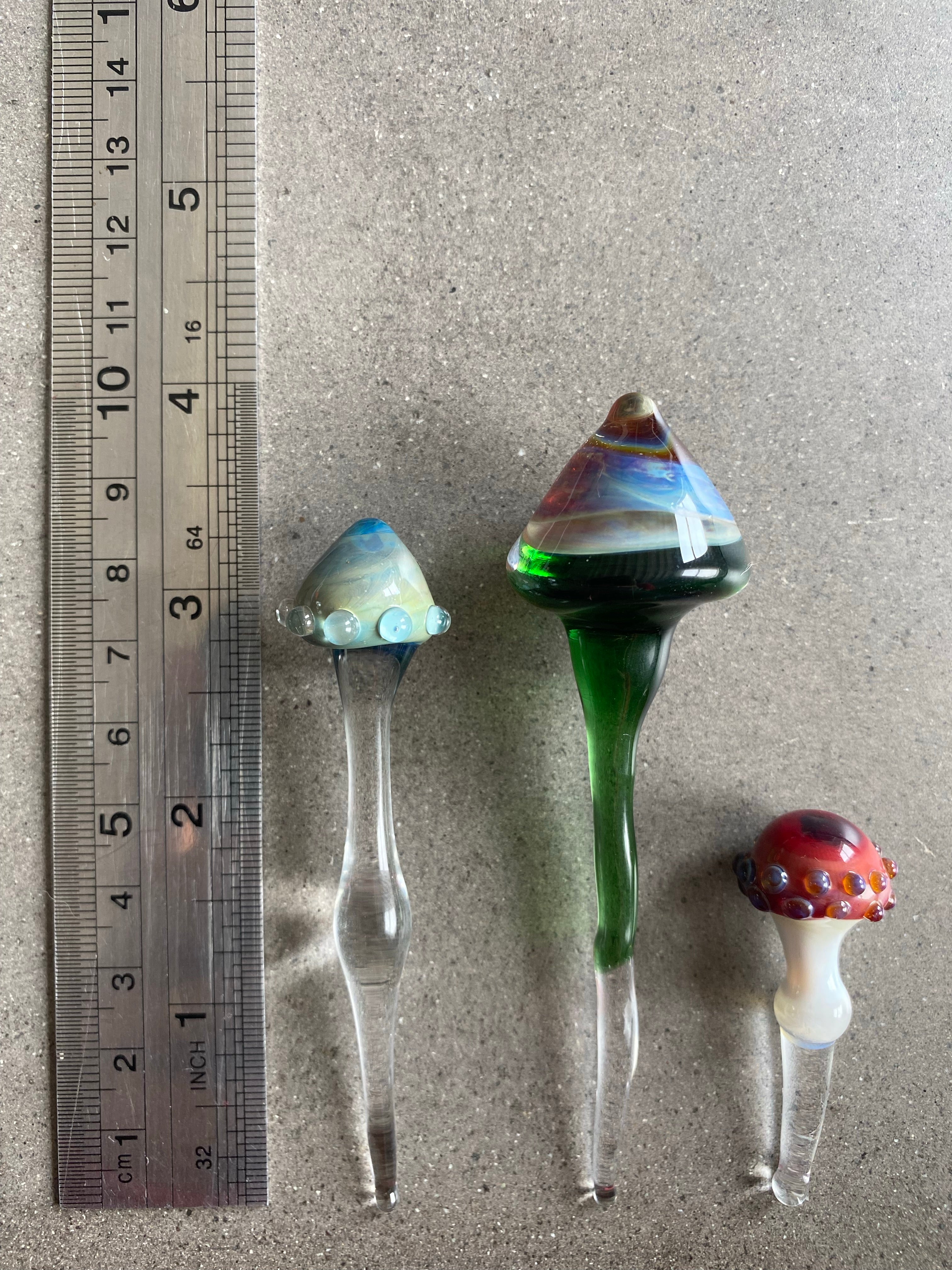 Triple Glass Mushroom Plant Stakes Set-1