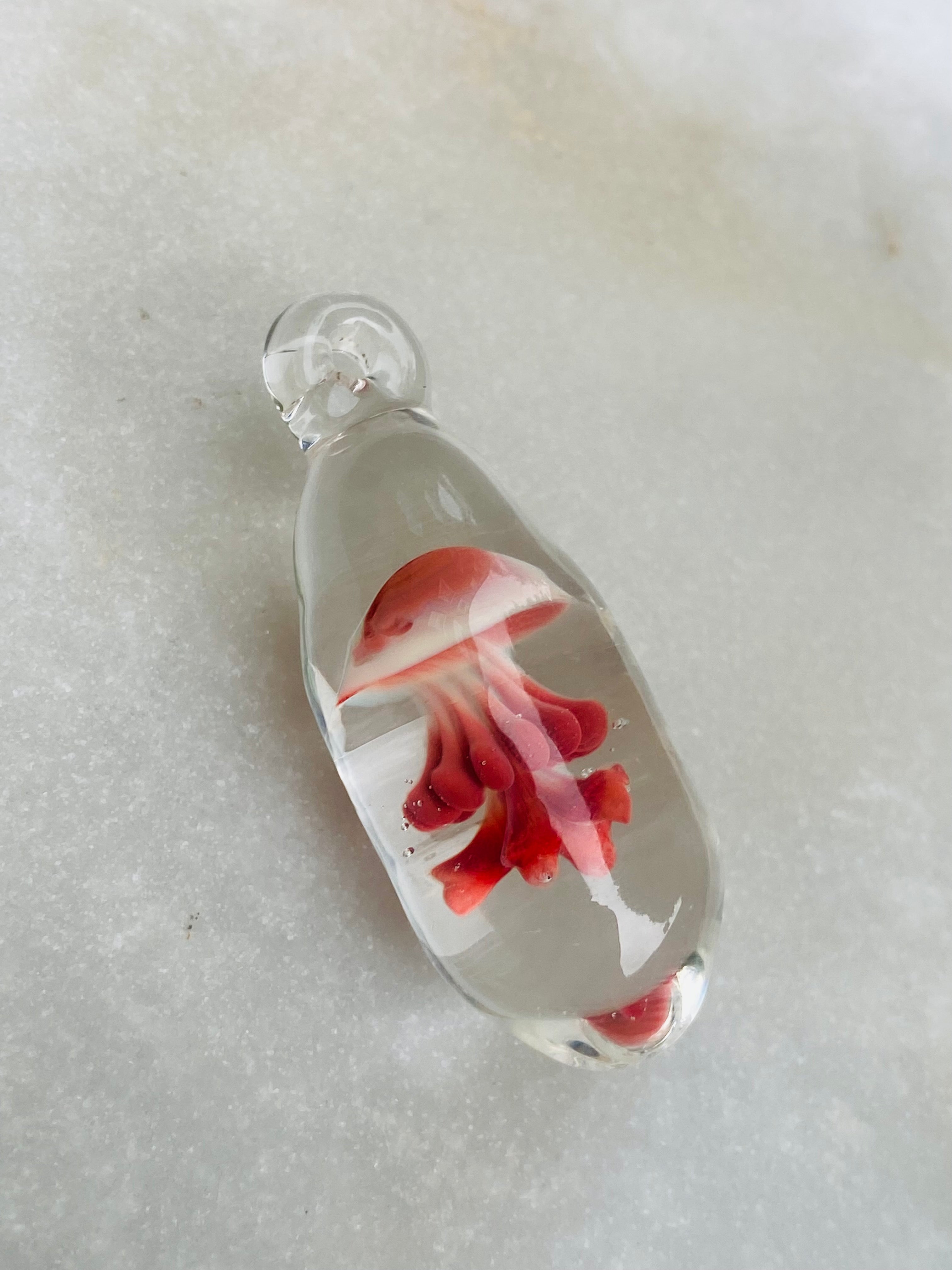 Red and Cream Jellyfish Pendant