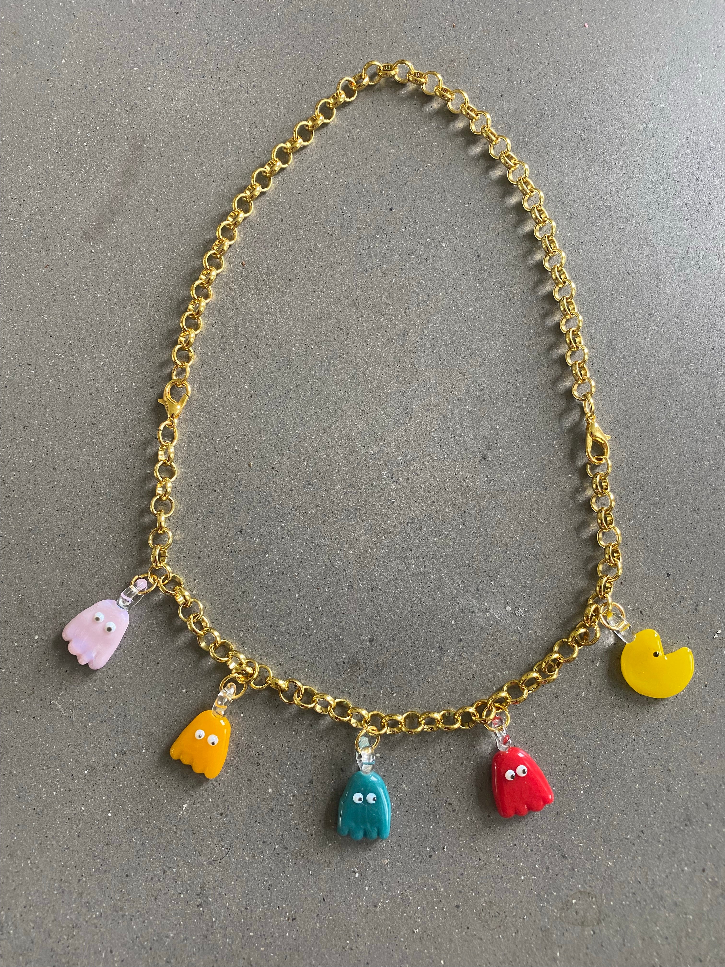 PacMan Charm Necklace and Bracelet
