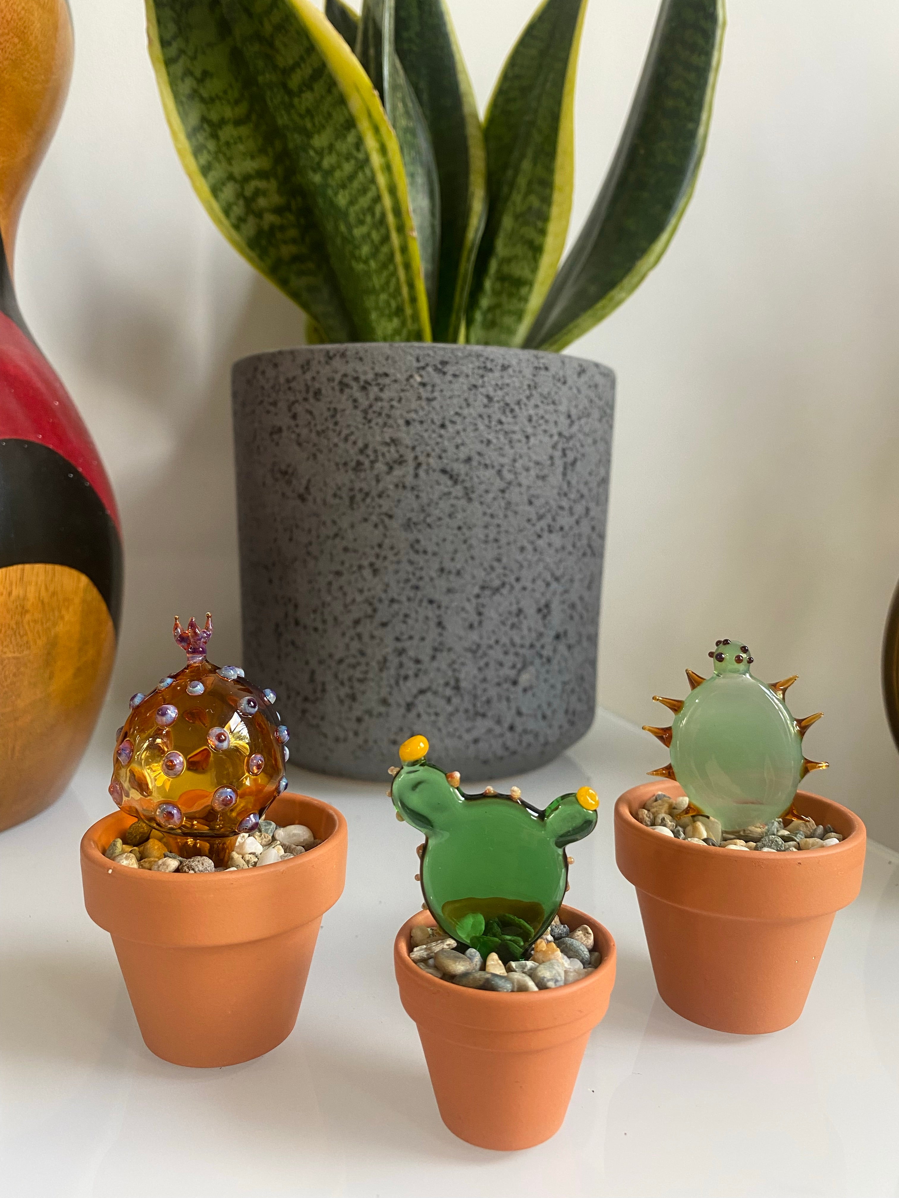 Mini Triple Glass Cactus Set-2