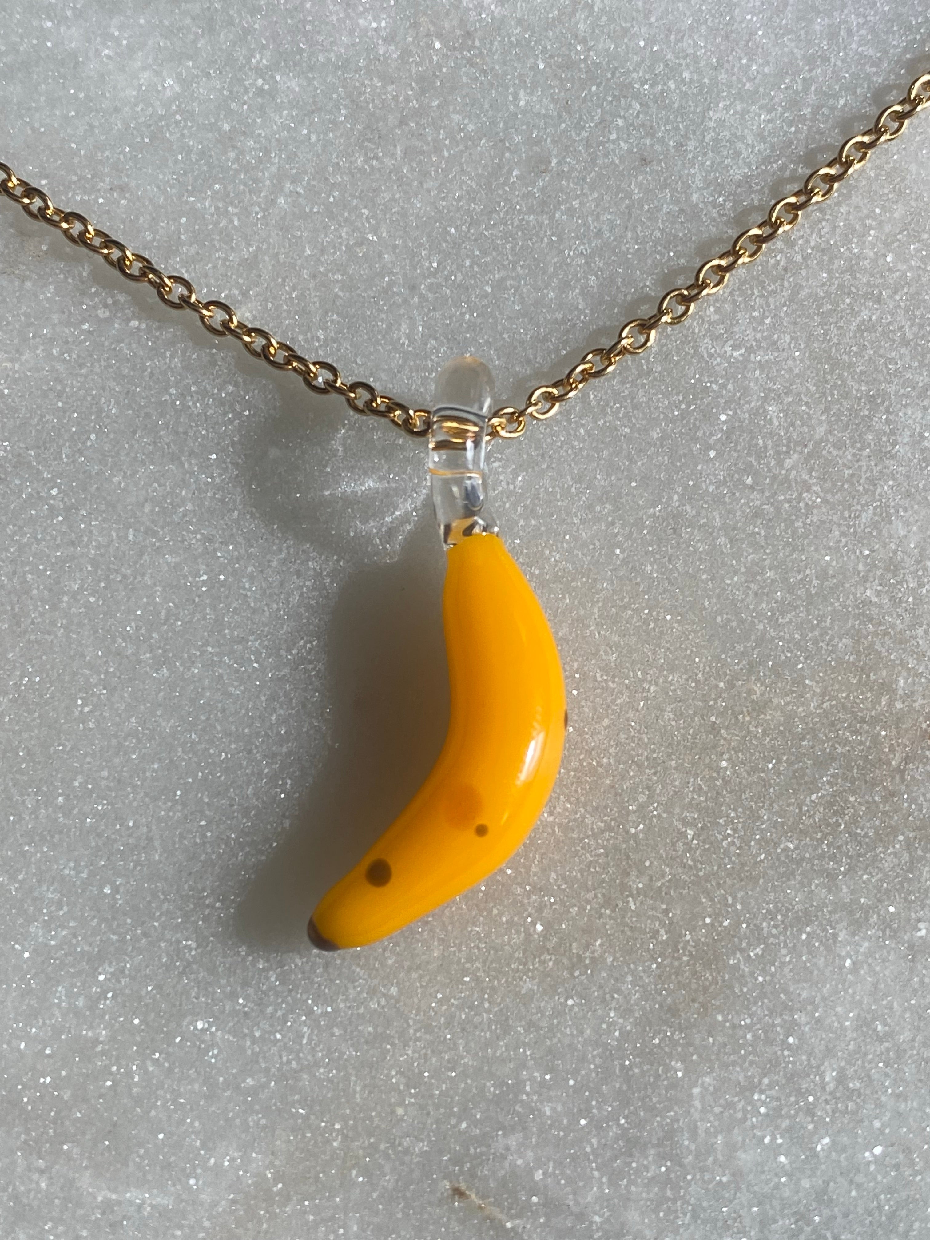 Banana Miniature Glass Charm Necklace